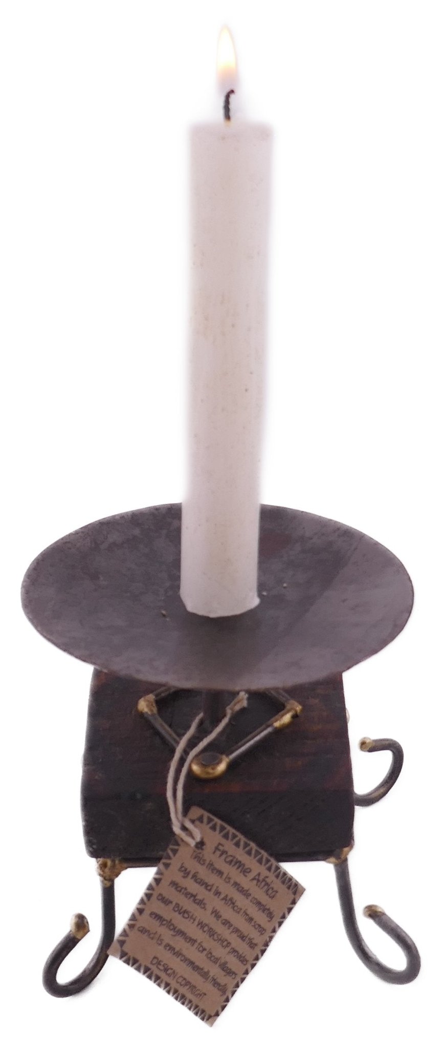 African Wood & Metal Tealight and Candle Holder // Handcrafted // with Story - card - FriendlyTradingCo