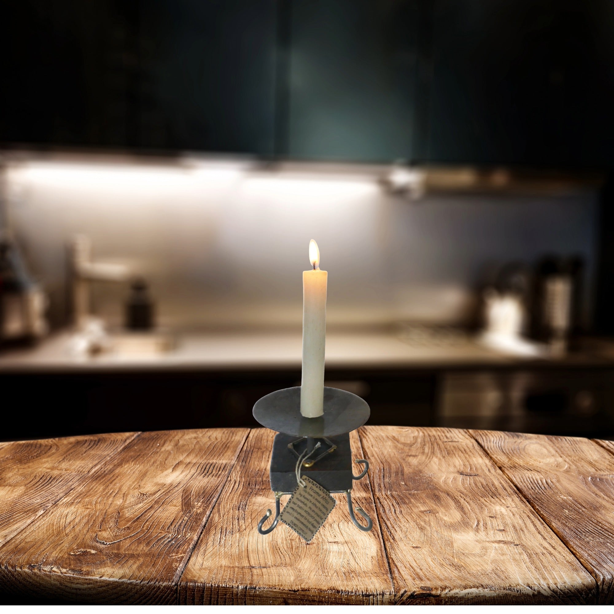 African Wood & Metal Tealight and Candle Holder // Handcrafted // with Story - card - FriendlyTradingCo