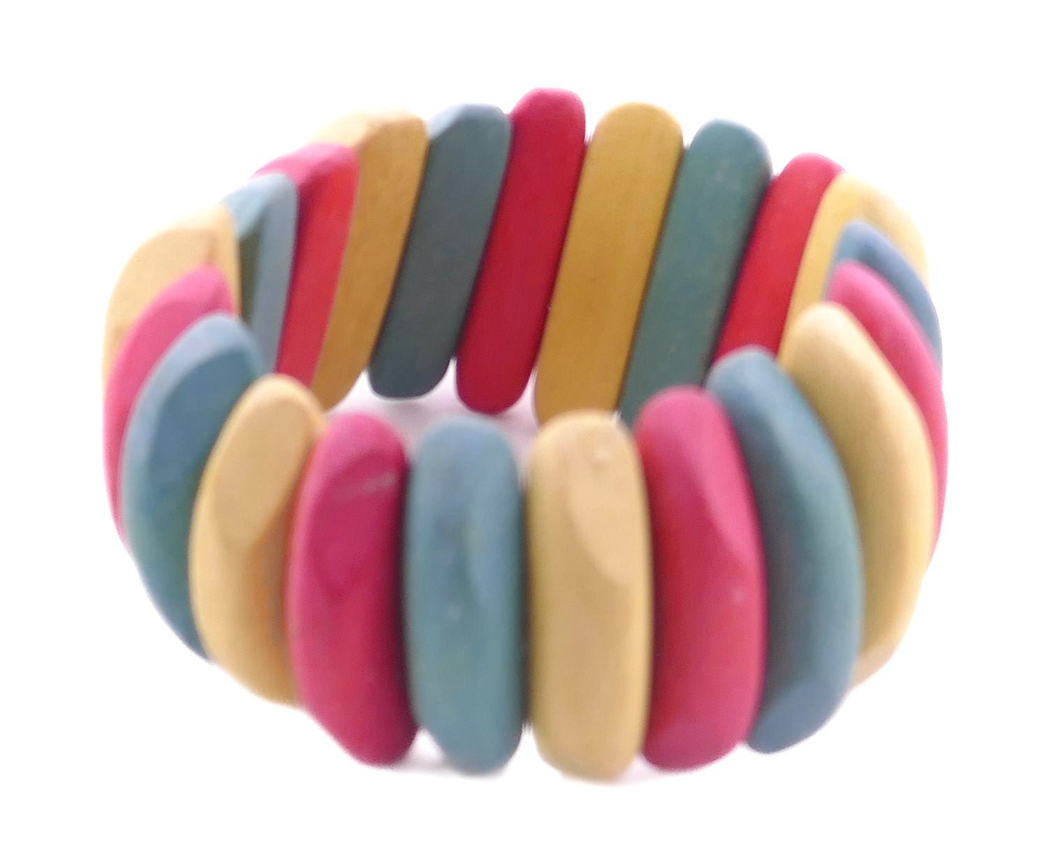 African wooden Bangles // 7 cm across (internal size) // 3 colourful designs // Hand made in Senegal, West Africa // with orange Presentation Pouch - FriendlyTradingCo