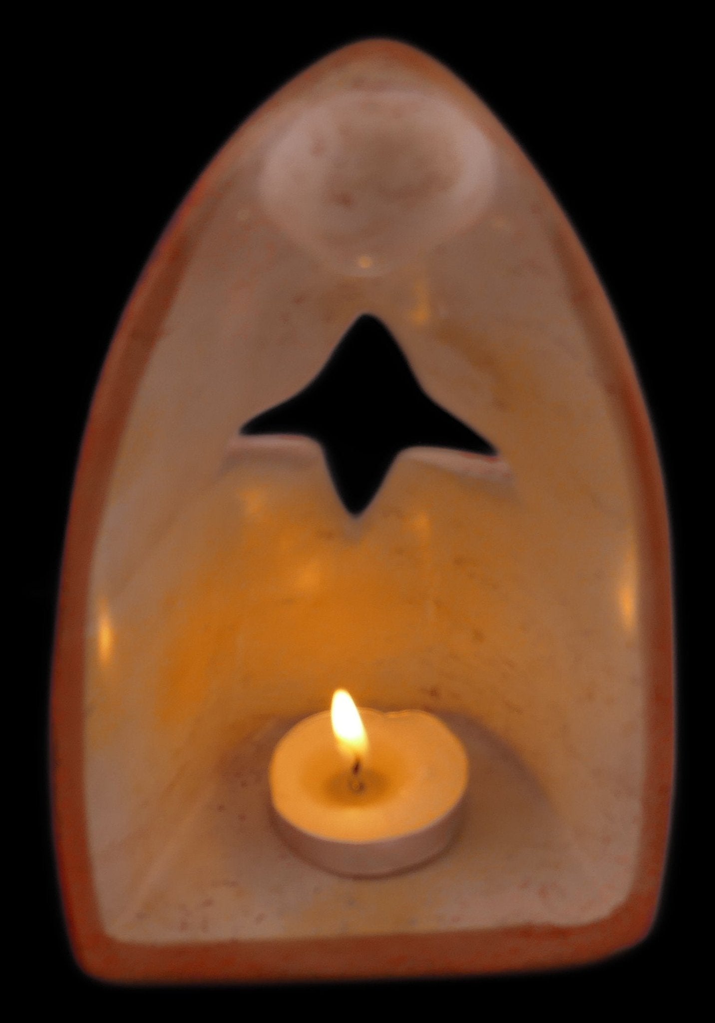 Angel Design Tealight Candle Lamp hand made 16cm with Storycard Orange - FriendlyTradingCo