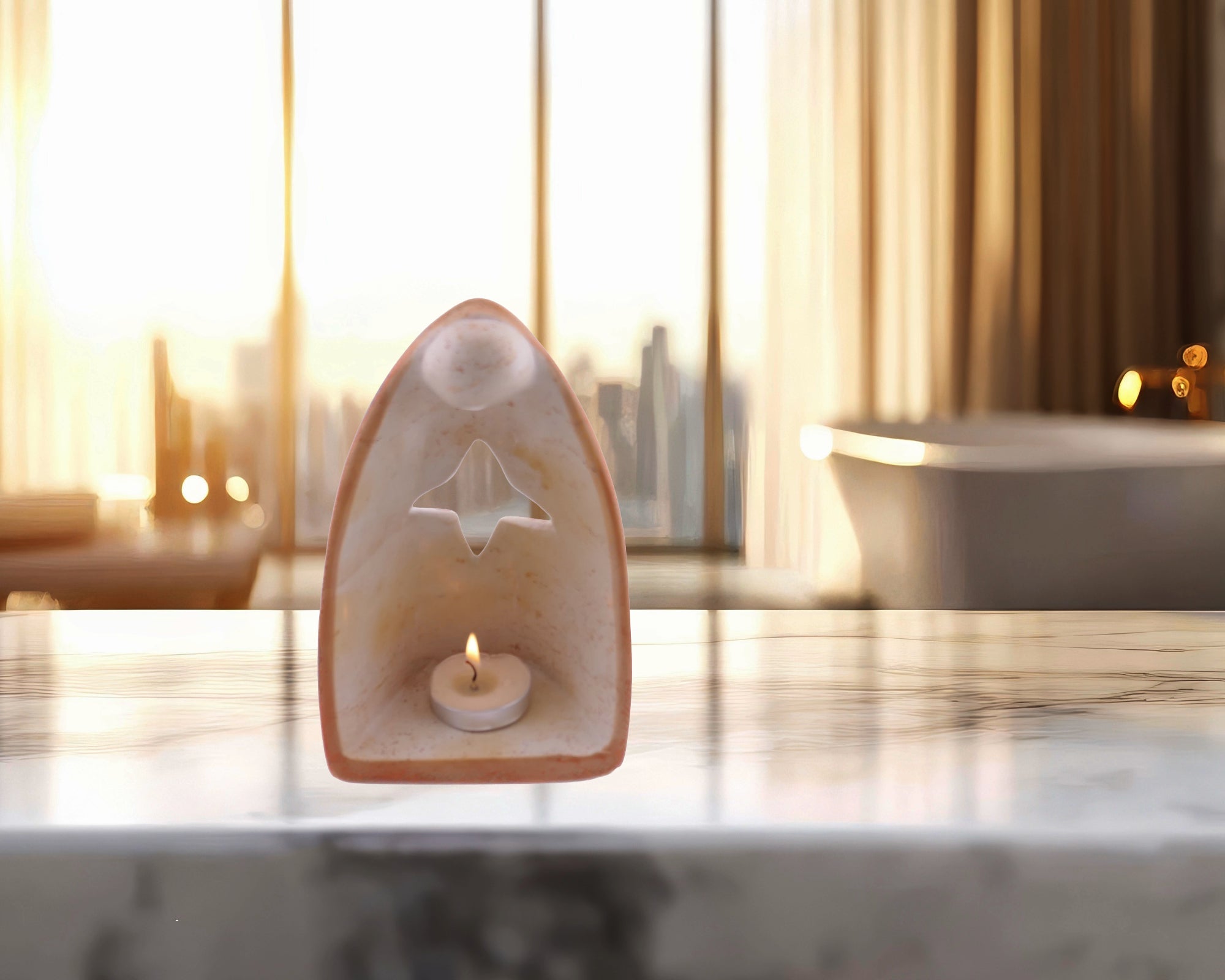 Angel Design Tealight Candle Lamp hand made 16cm with Storycard Orange - FriendlyTradingCo