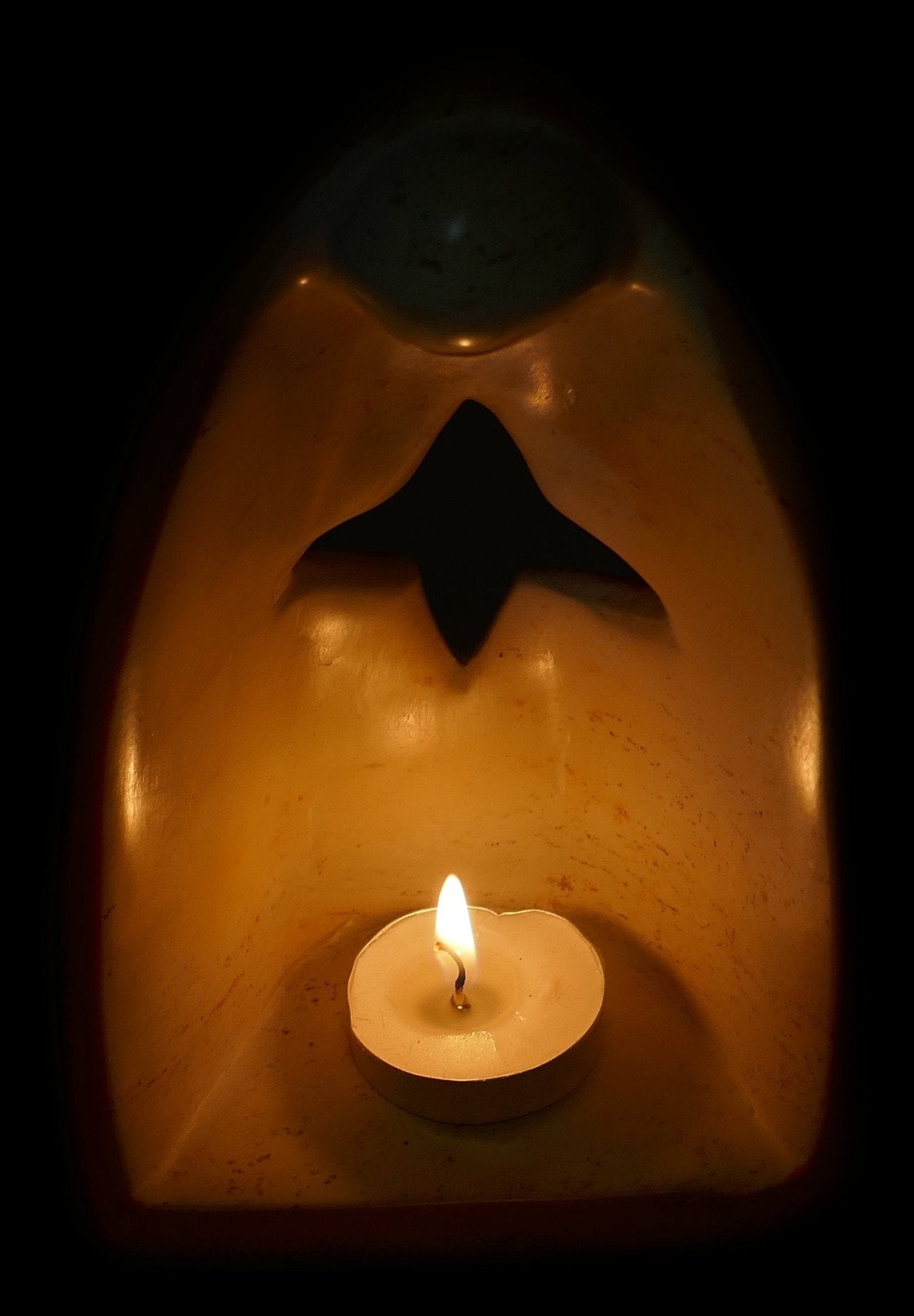 Angel Design Tealight Candle Lamp hand made 16cm with Storycard Orange - FriendlyTradingCo