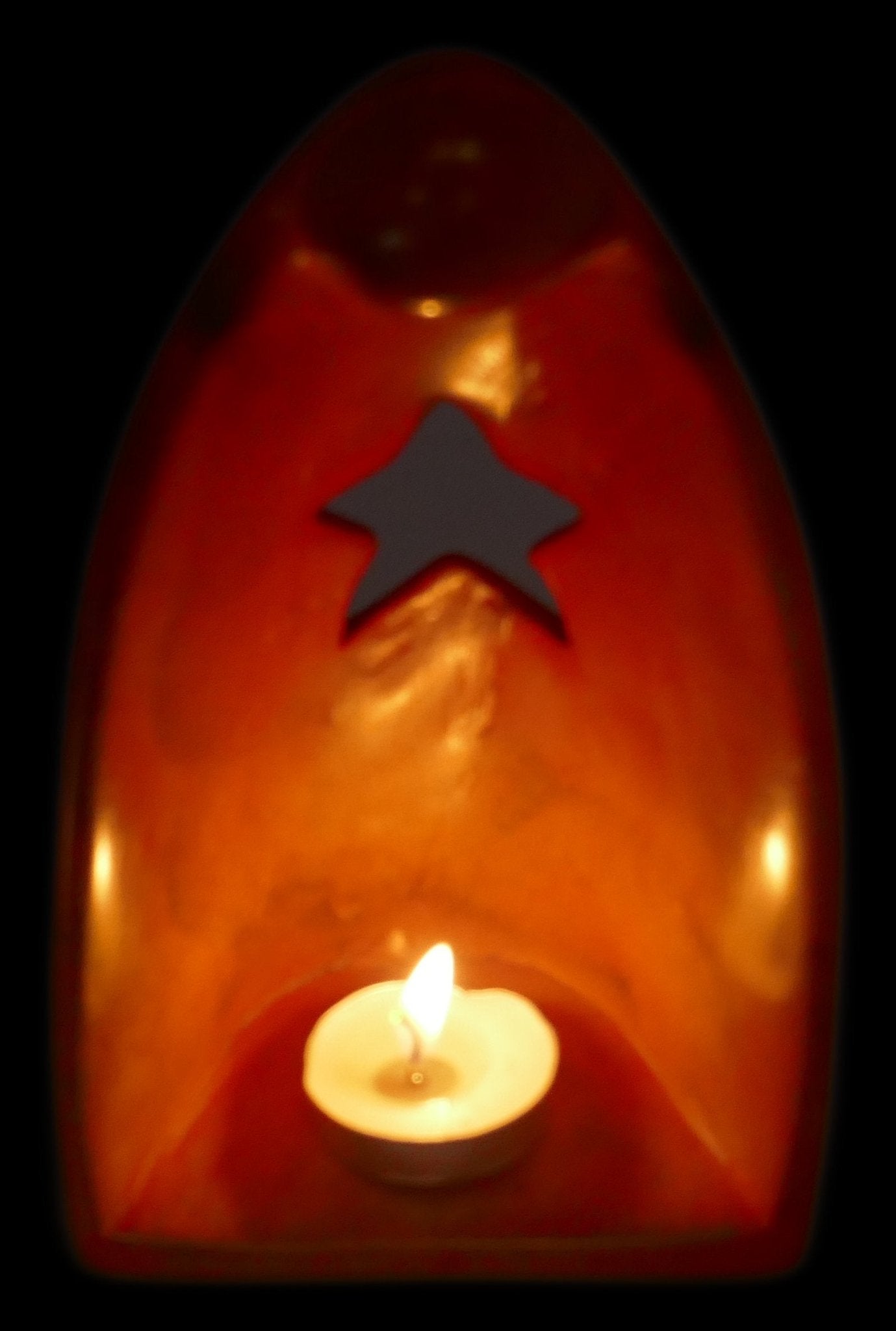 Angel Design Tealight Candle Lamp hand made 16cm with Storycard Orange - FriendlyTradingCo