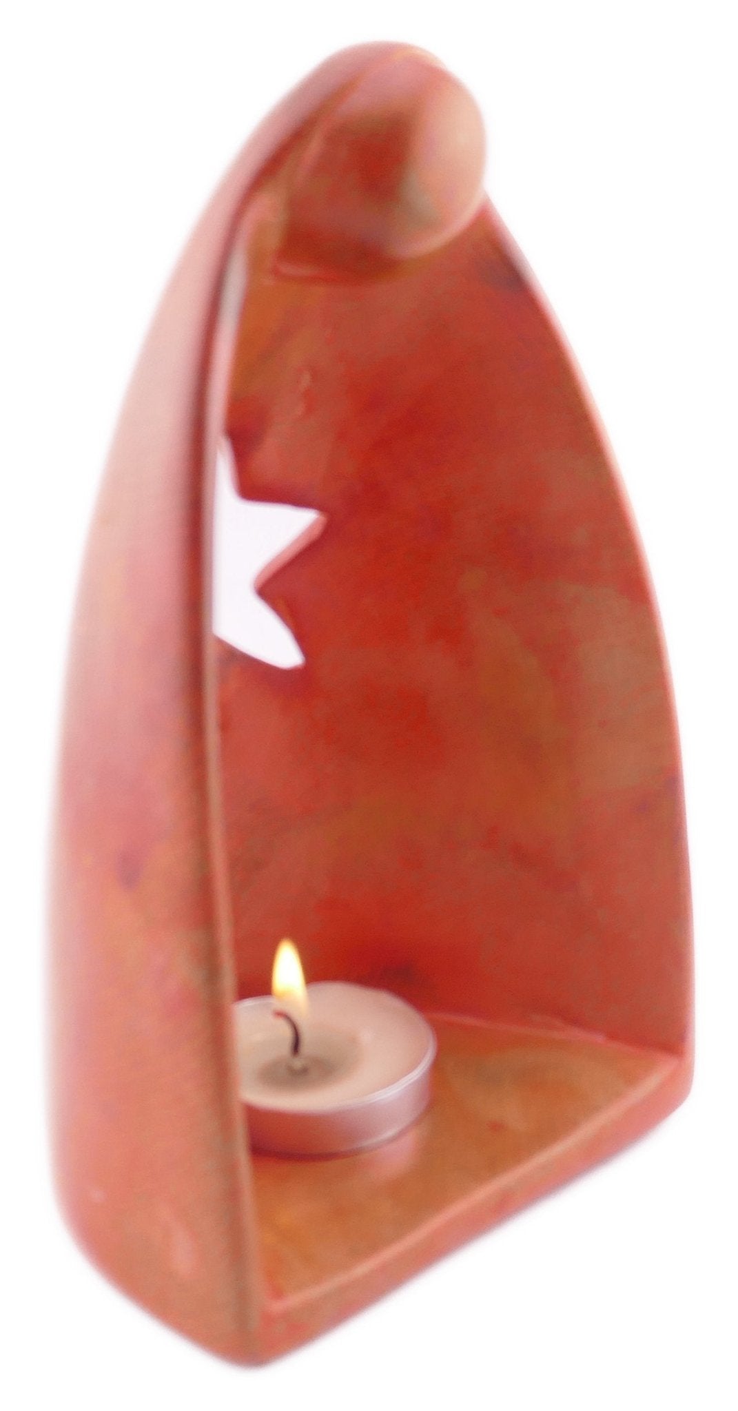 Angel Design Tealight Candle Lamp hand made 16cm with Storycard Orange - FriendlyTradingCo