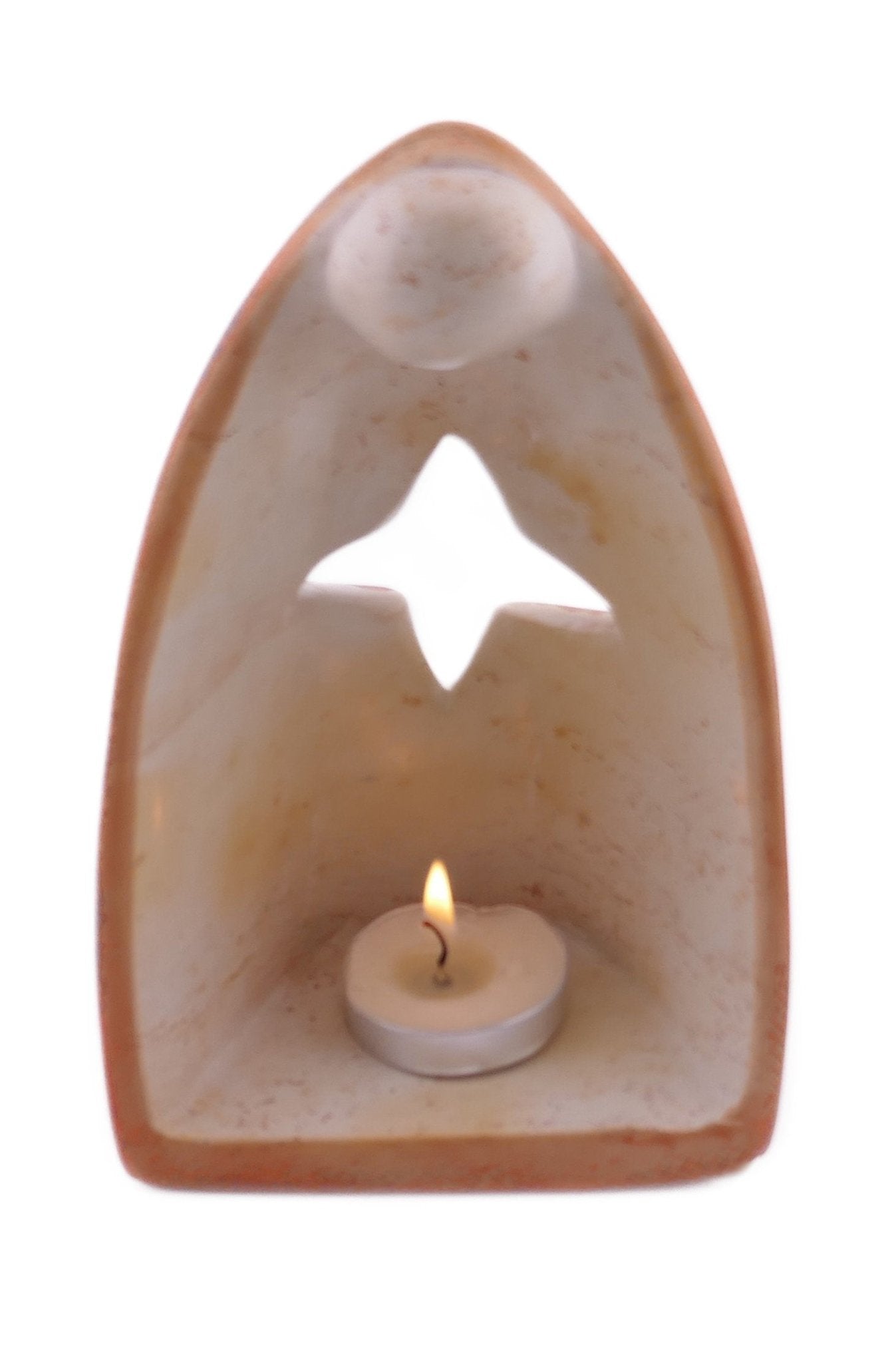 Angel Design Tealight Candle Lamp hand made 16cm with Storycard Orange - FriendlyTradingCo