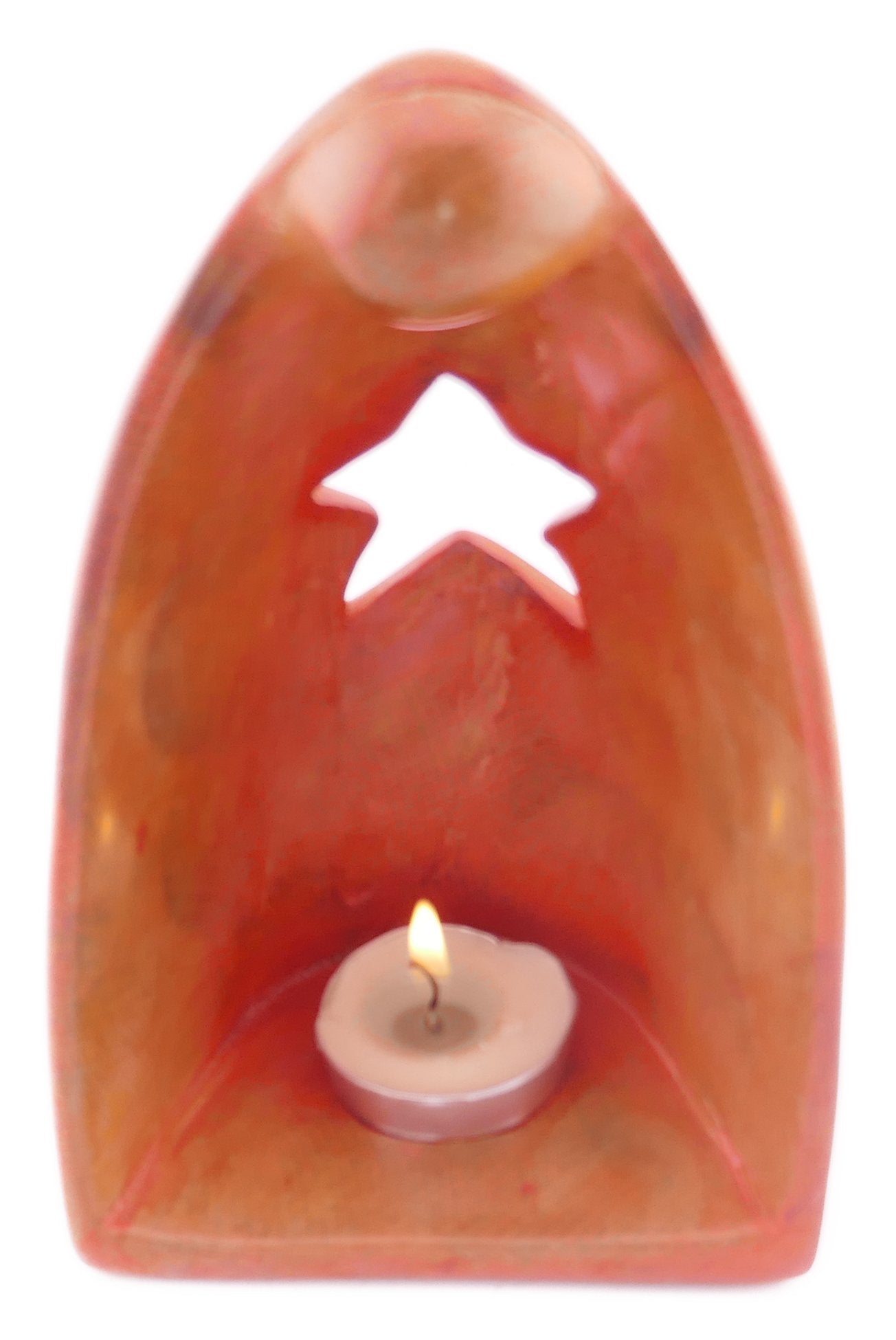 Angel Design Tealight Candle Lamp hand made 16cm with Storycard Orange - FriendlyTradingCo