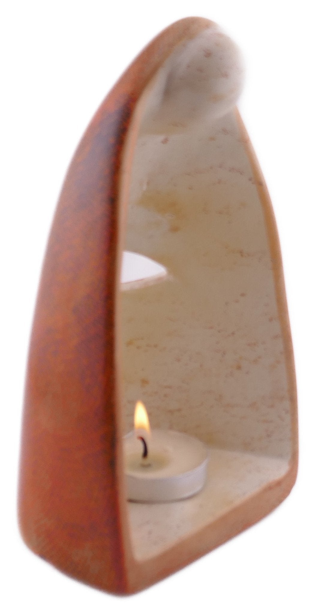 Angel Design Tealight Candle Lamp hand made 16cm with Storycard Orange - FriendlyTradingCo