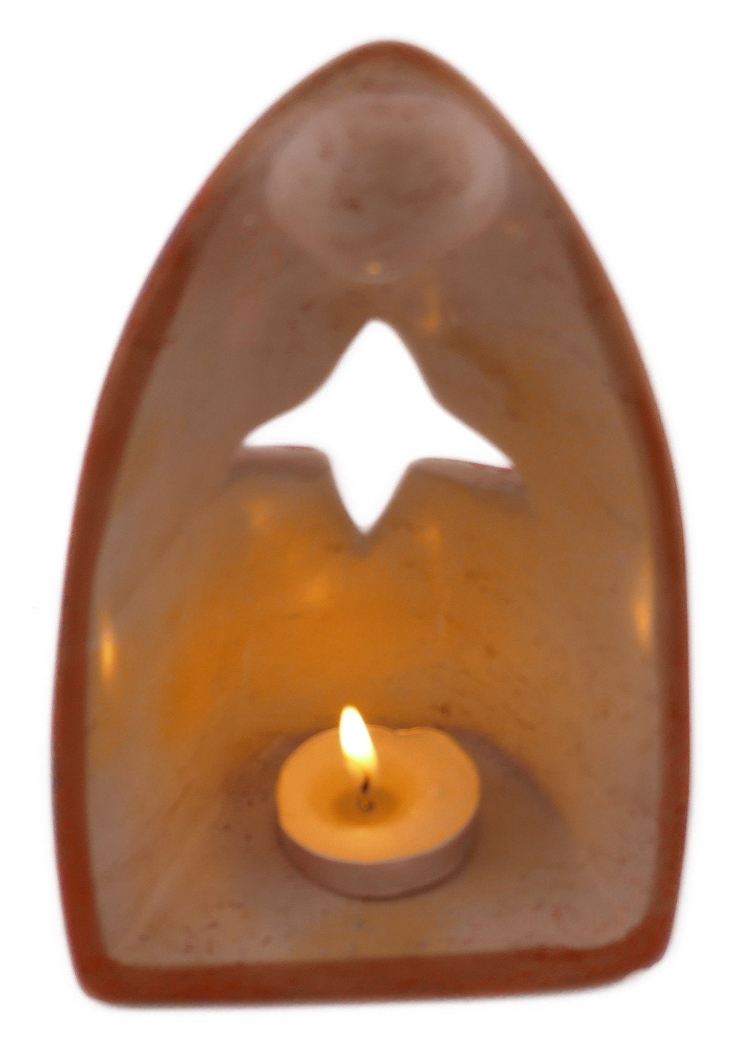 Angel Design Tealight Candle Lamp hand made 16cm with Storycard Orange - FriendlyTradingCo