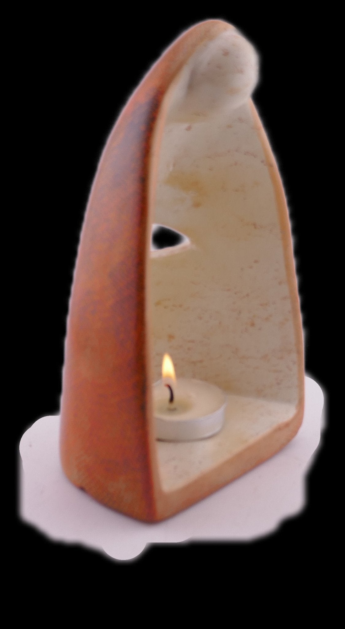 Angel Design Tealight Candle Lamp hand made 16cm with Storycard Orange - FriendlyTradingCo
