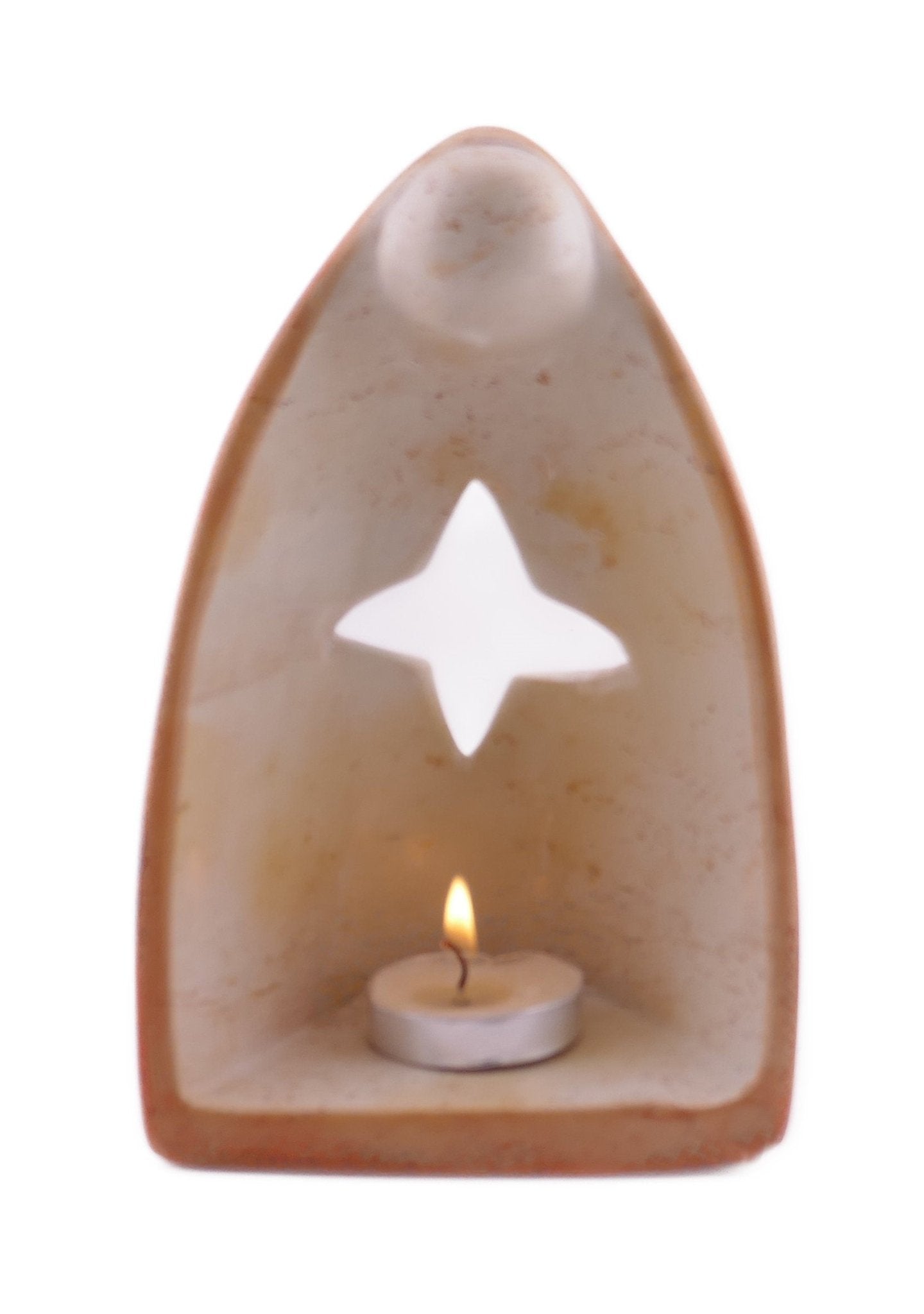 Angel Design Tealight Candle Lamp hand made 16cm with Storycard Orange - FriendlyTradingCo