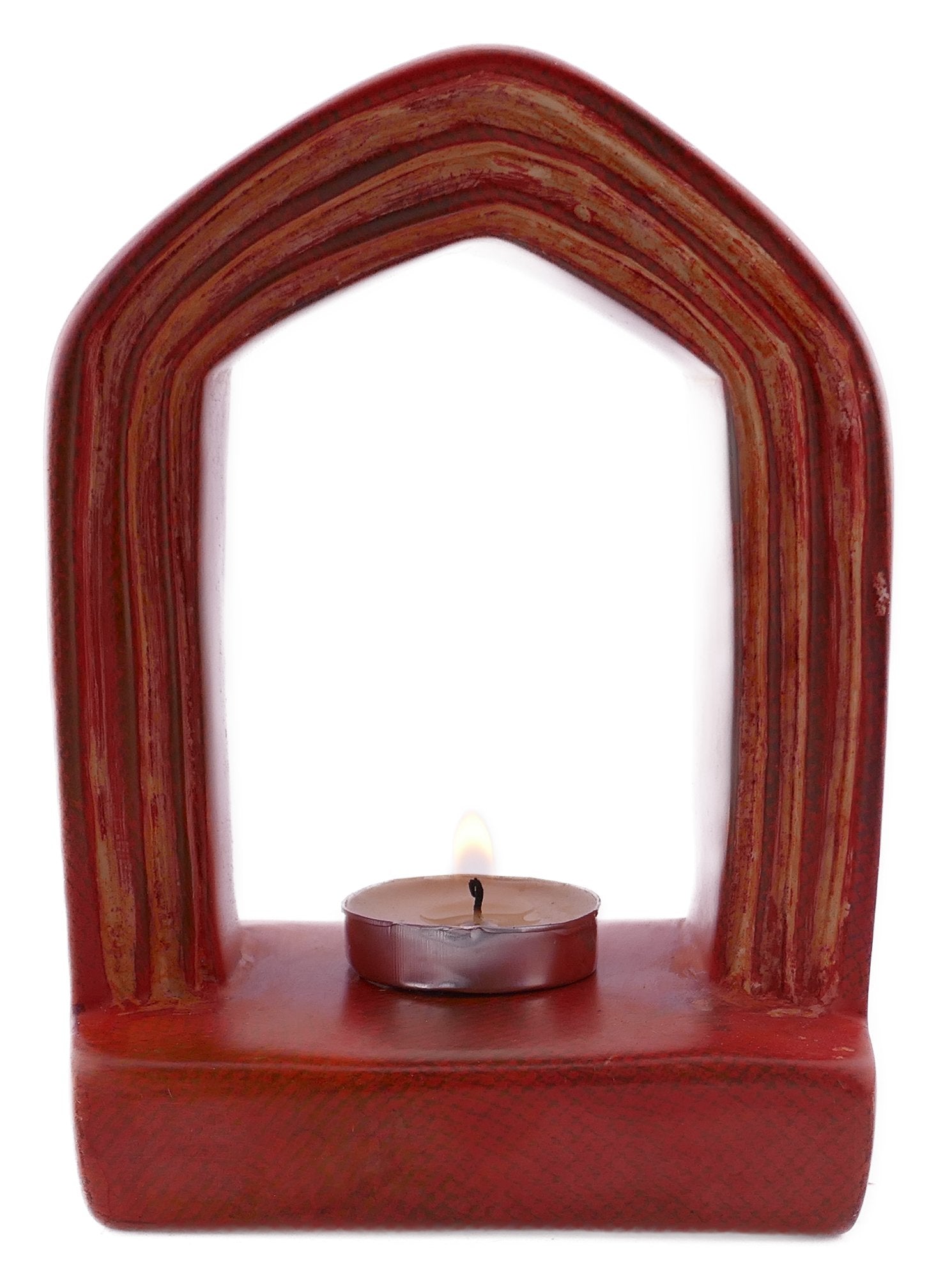 Archway Design Tealight Candle Lamp hand made 14cm with Storycard natural / orange / pale pink - FriendlyTradingCo