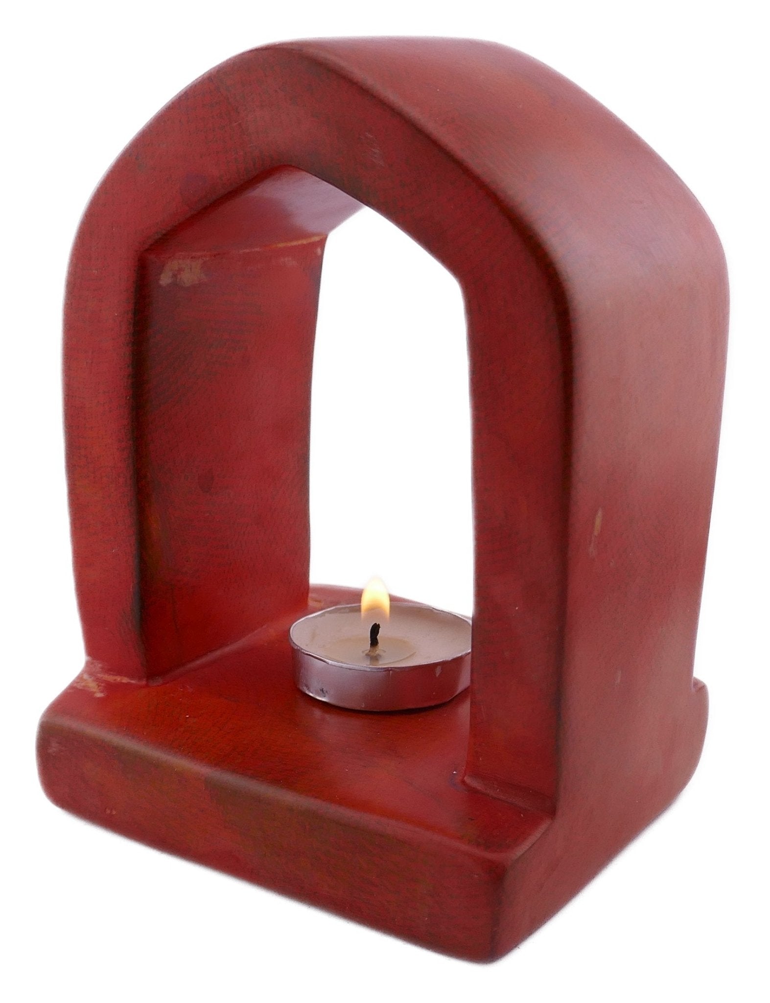 Archway Design Tealight Candle Lamp hand made 14cm with Storycard natural / orange / pale pink - FriendlyTradingCo