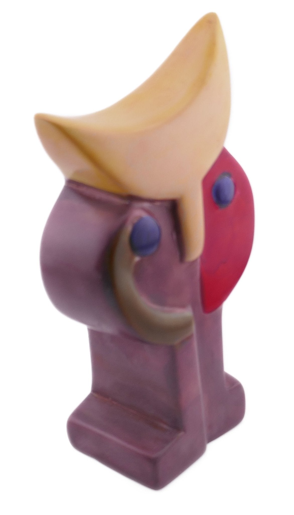 Brightly - coloured Abstract Cow sculpture // handmade in stone 17 cm // with Story - card - FriendlyTradingCo