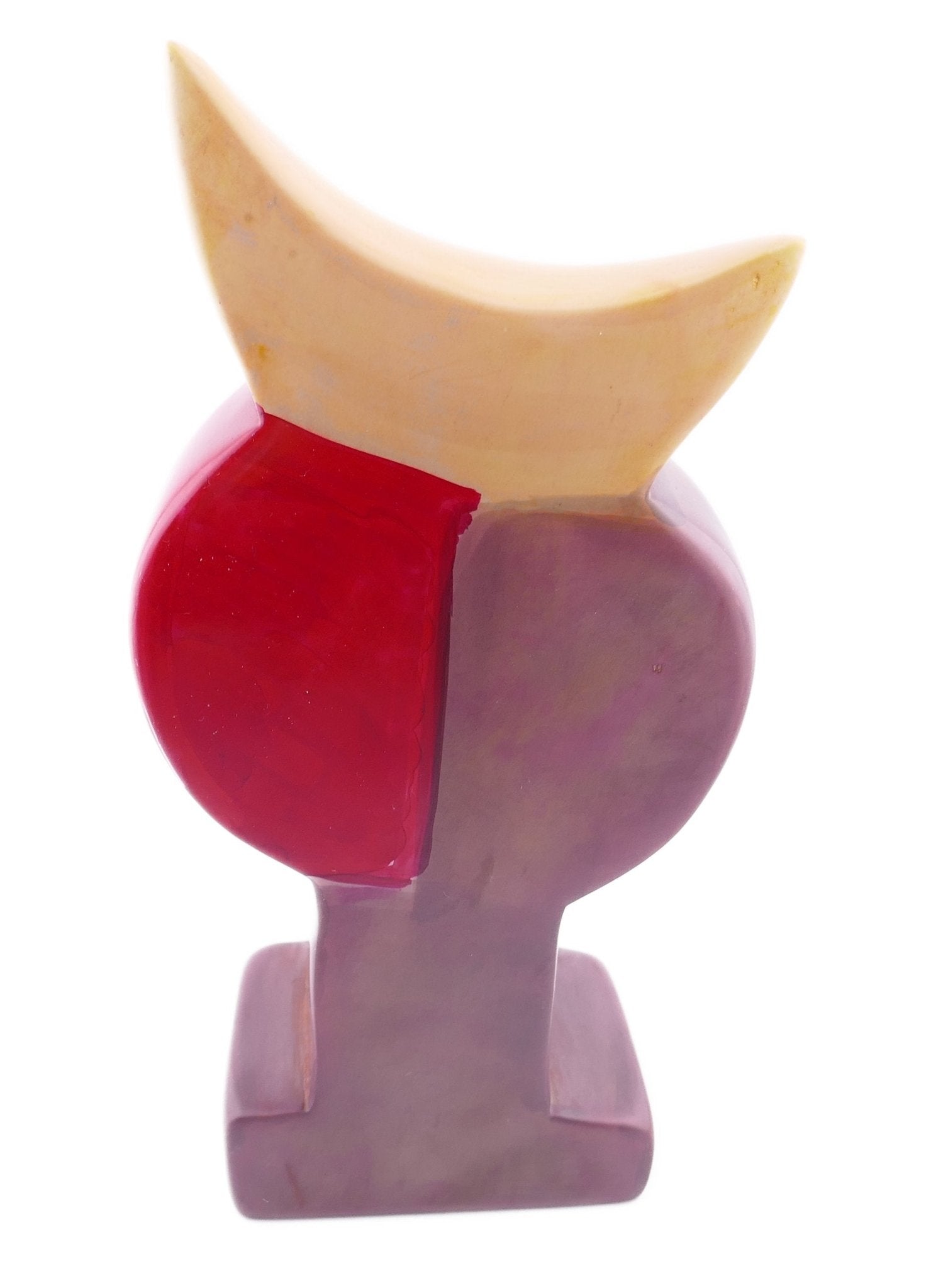 Brightly - coloured Abstract Cow sculpture // handmade in stone 17 cm // with Story - card - FriendlyTradingCo