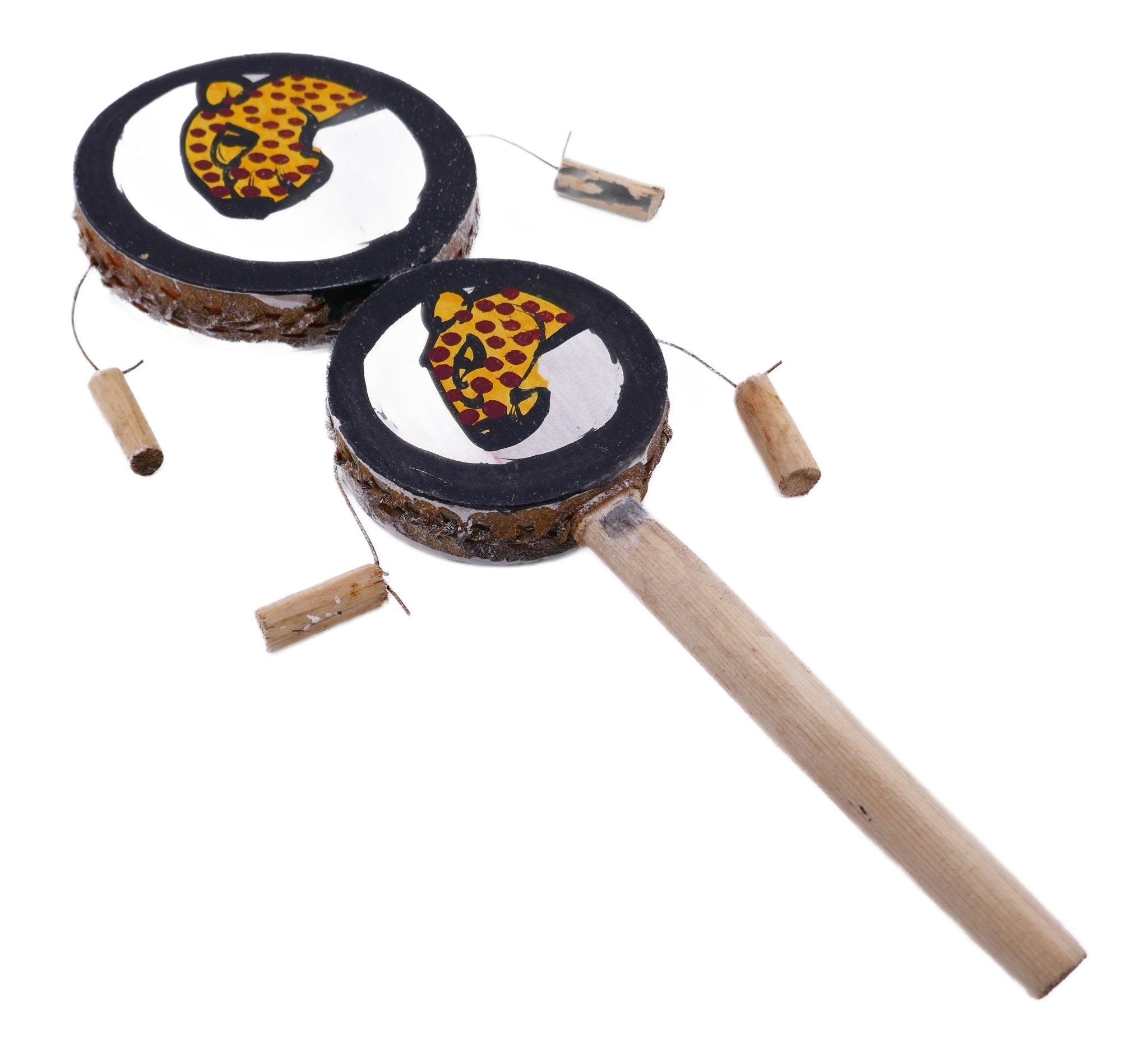 Childrens African Tic Toc Hand Drum handmade Festival Drum Tom Tom Bongo with Storycard - FriendlyTradingCo