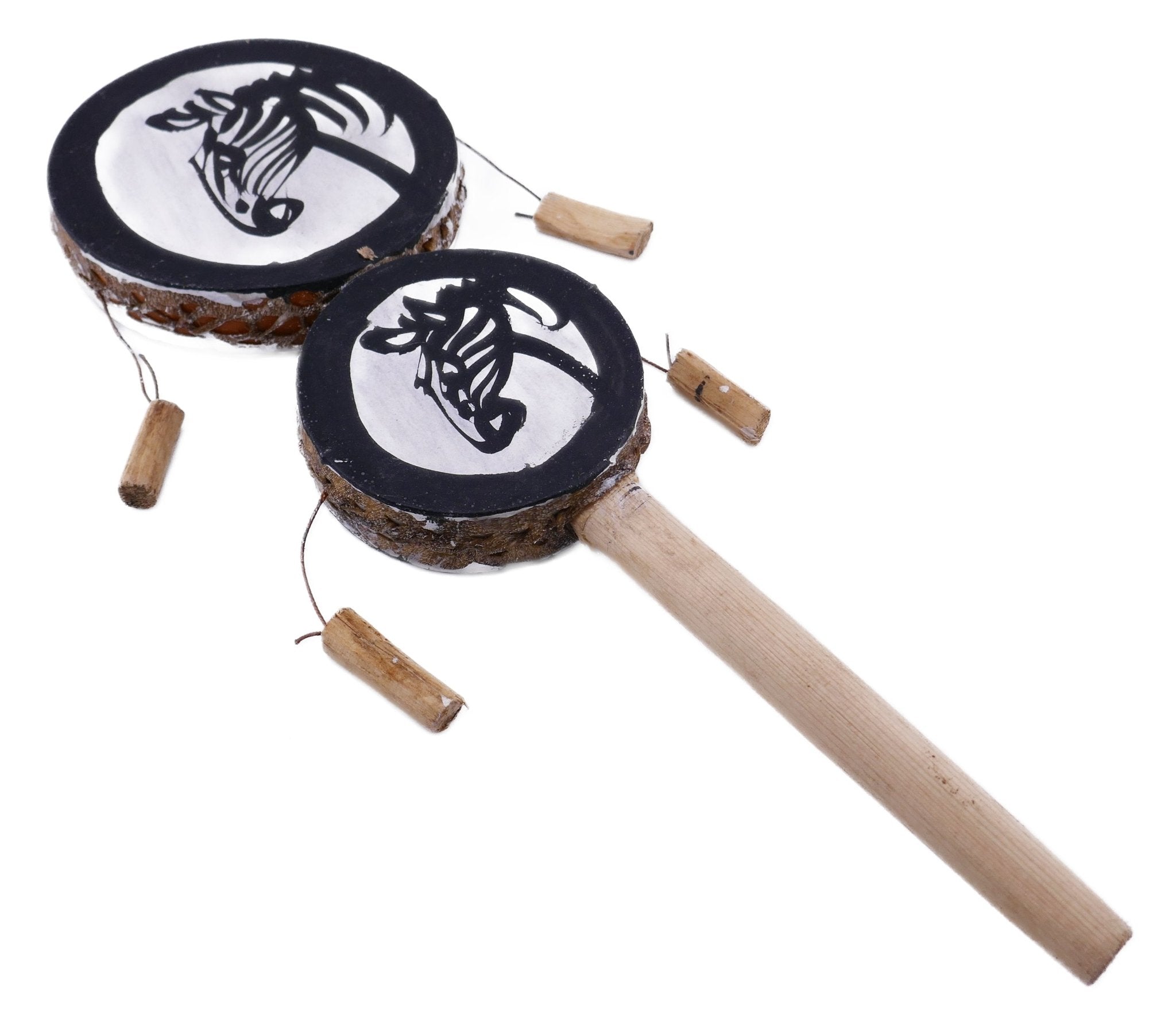 Childrens African Tic Toc Hand Drum handmade Festival Drum Tom Tom Bongo with Storycard - FriendlyTradingCo