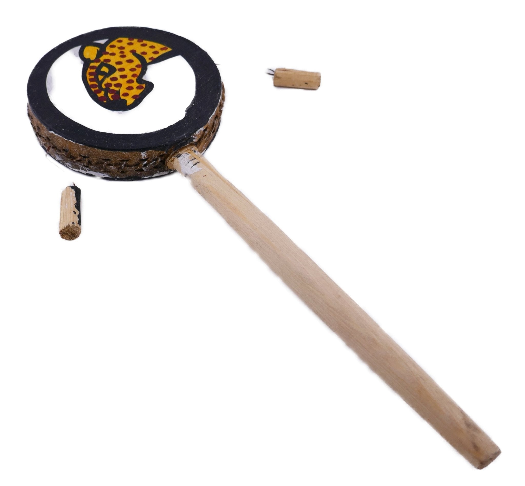 Childrens African Tic Toc Hand Drum handmade Festival Drum Tom Tom Bongo with Storycard - FriendlyTradingCo