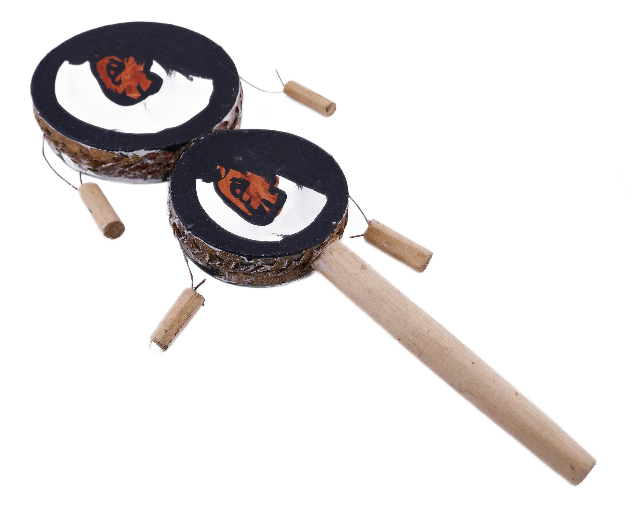 Childrens African Tic Toc Hand Drum handmade Festival Drum Tom Tom Bongo with Storycard - FriendlyTradingCo