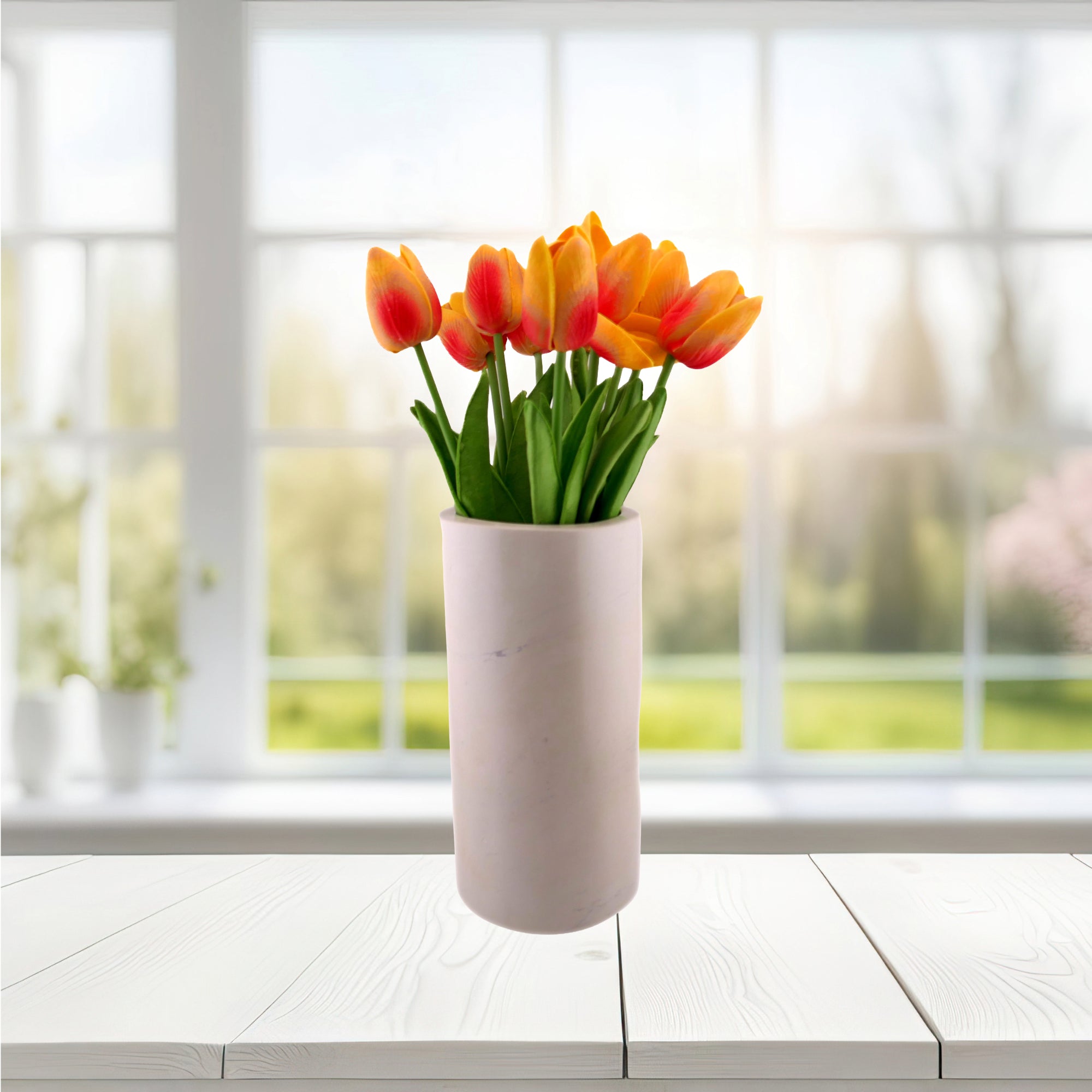 Classic Cottage Stone Pillar Vase hand made 20cm 1.5kg with Storycard - FriendlyTradingCo