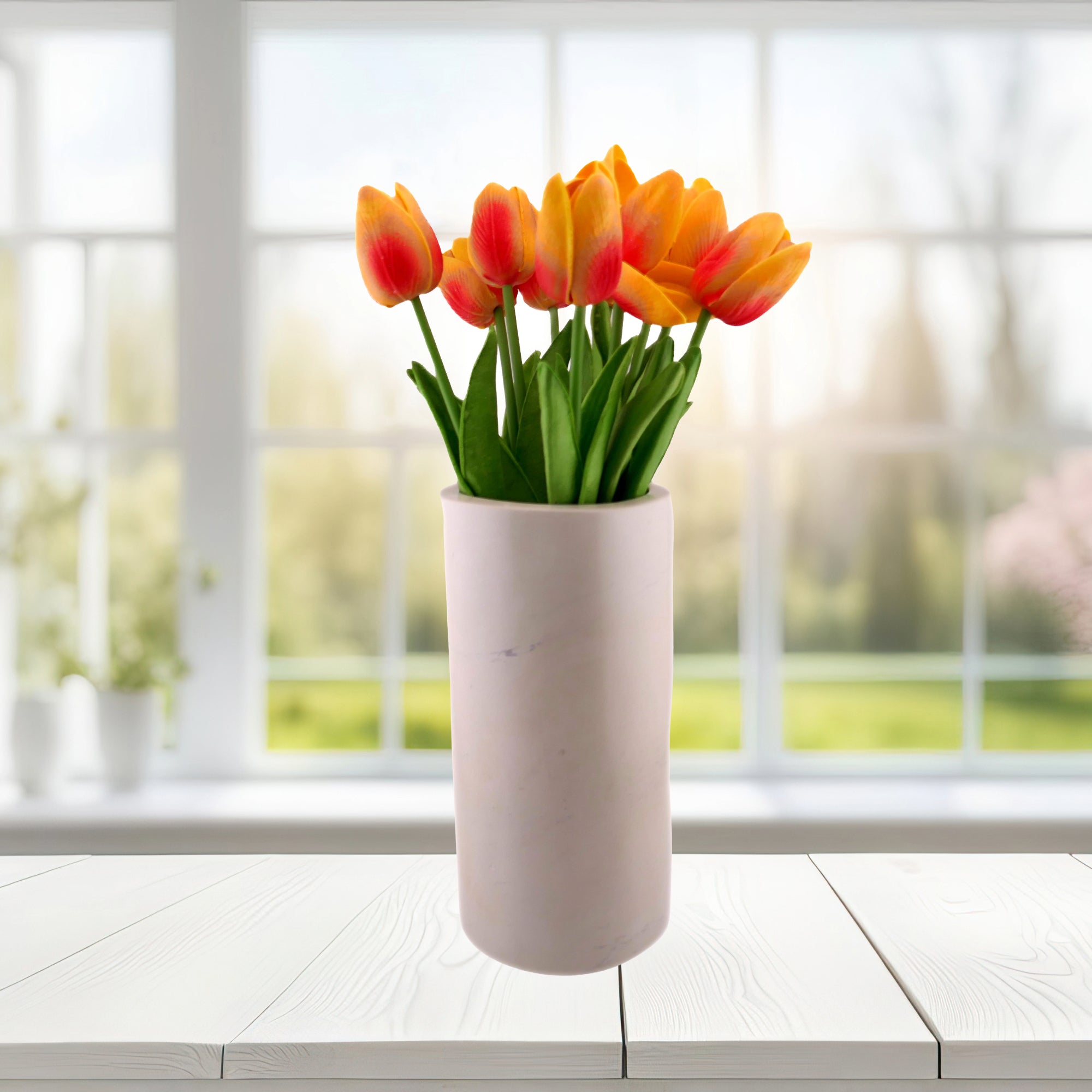 Classic Cottage Stone Pillar Vase hand made 20cm 1.5kg with Storycard - FriendlyTradingCo