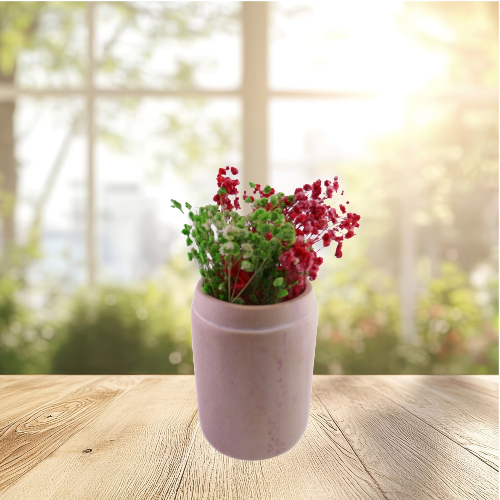 Cottage style Stone Planter with rim hand made 14 cm with Storycard - FriendlyTradingCo