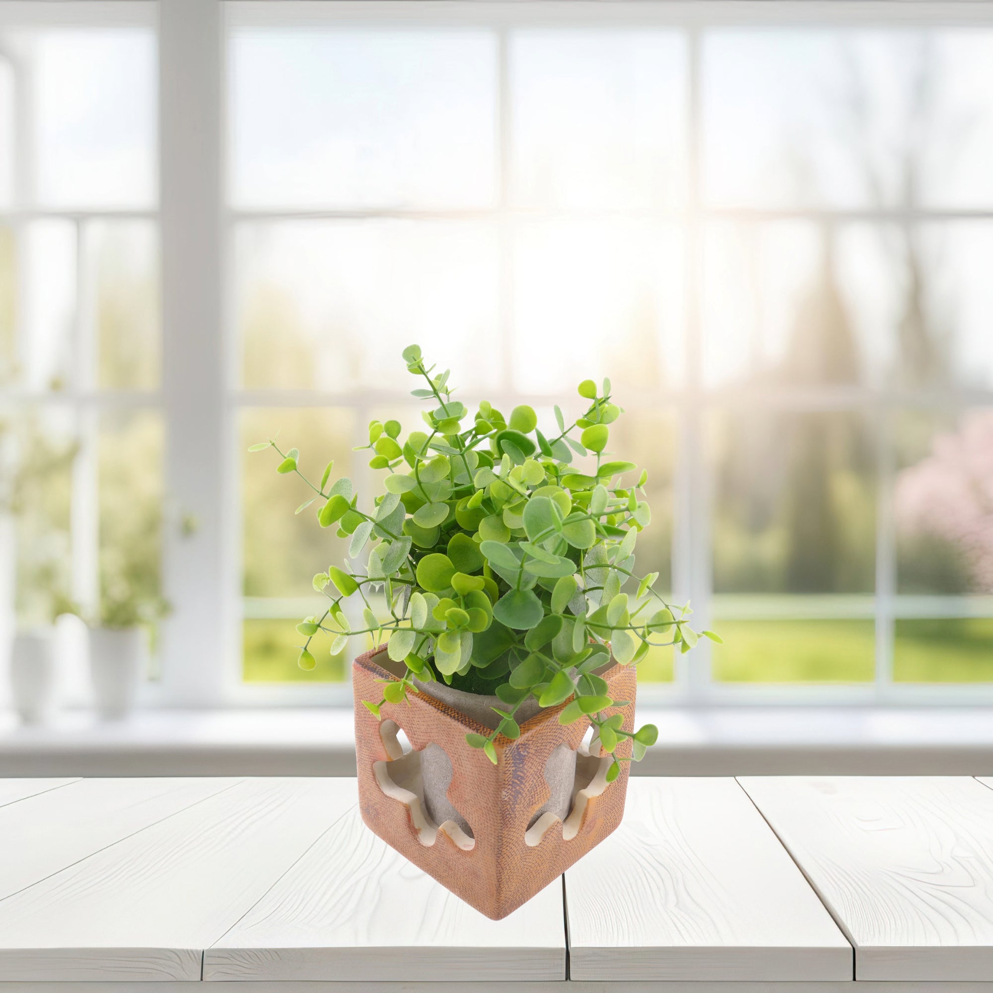 Cube Stone Planter hand made 10cm with Storycard Decorated designs - FriendlyTradingCo