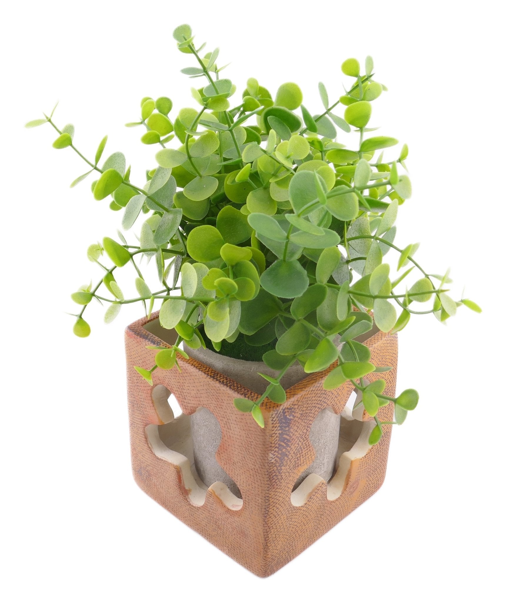 Cube Stone Planter hand made 10cm with Storycard Decorated designs - FriendlyTradingCo