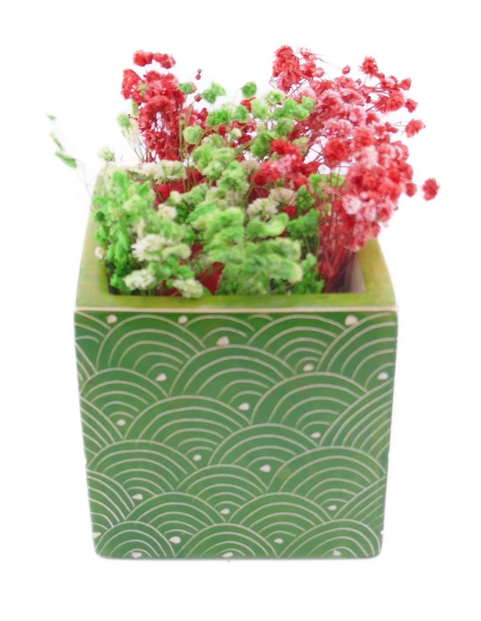 Cube Stone Planter hand made 10cm with Storycard many colours - FriendlyTradingCo