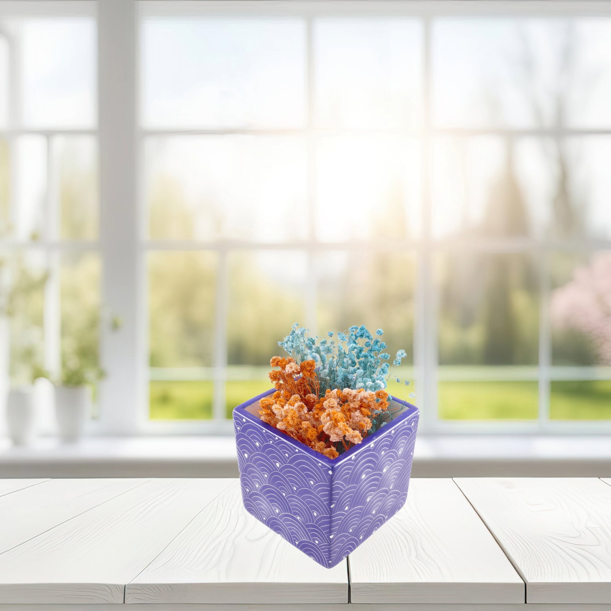 Cube Stone Planter hand made 10cm with Storycard many colours - FriendlyTradingCo