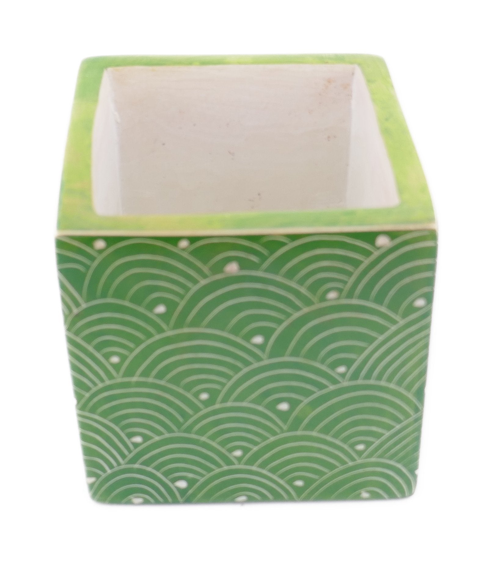 Cube Stone Planter handcrafted // 10cm with Storycard // Many colours - FriendlyTradingCo