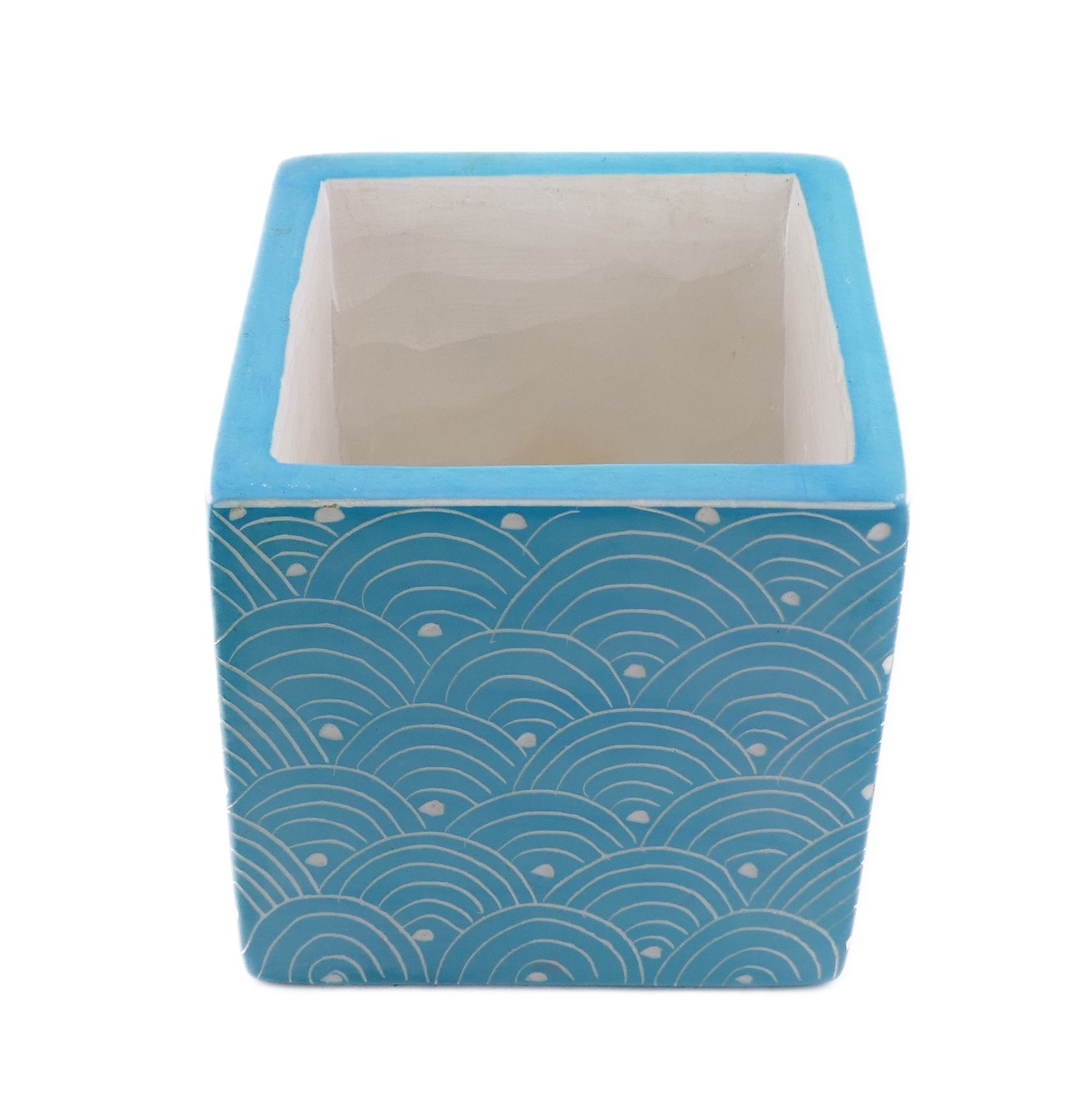 Cube Stone Planter handcrafted // 10cm with Storycard // Many colours - FriendlyTradingCo