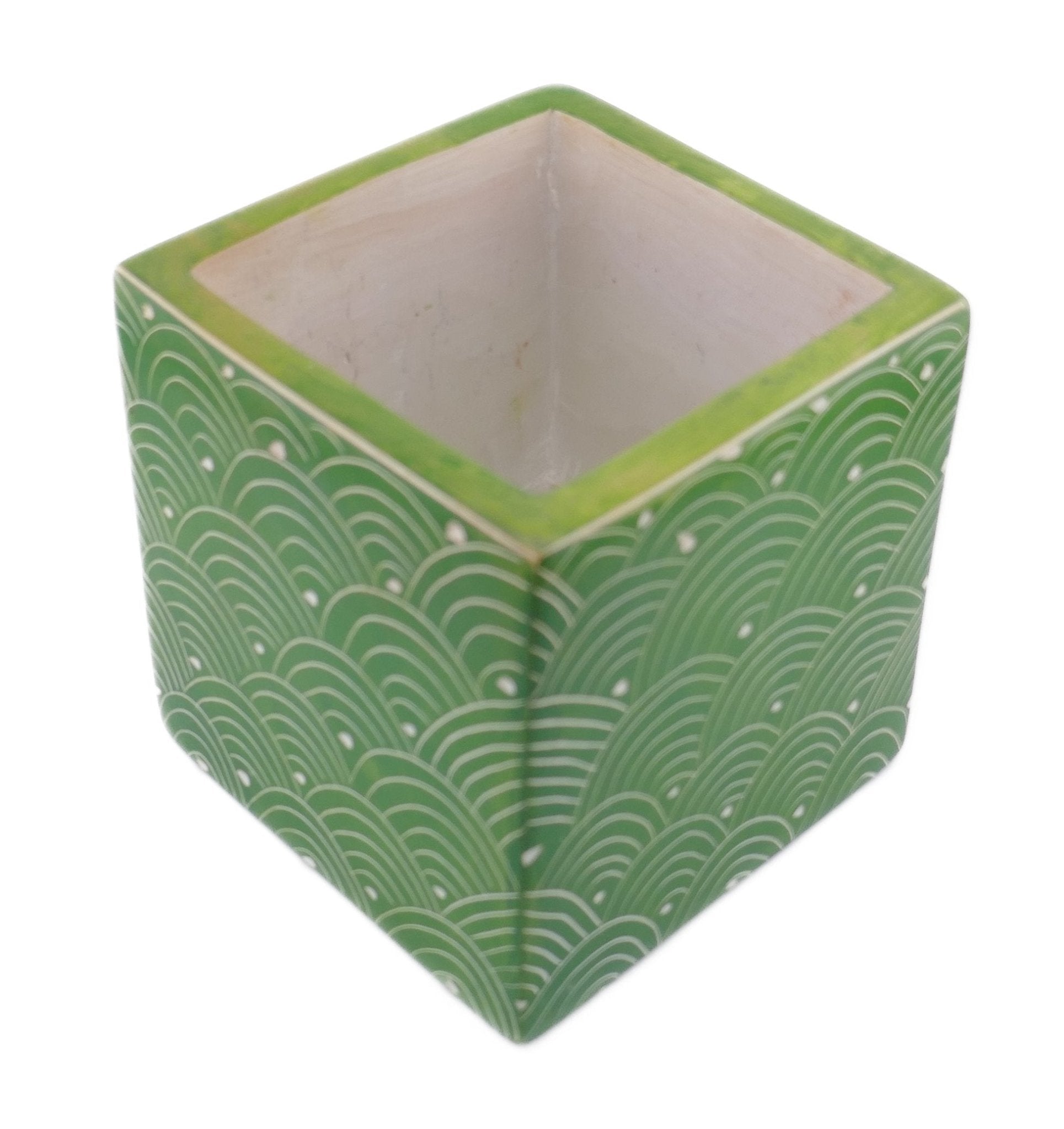 Cube Stone Planter handcrafted // 10cm with Storycard // Many colours - FriendlyTradingCo