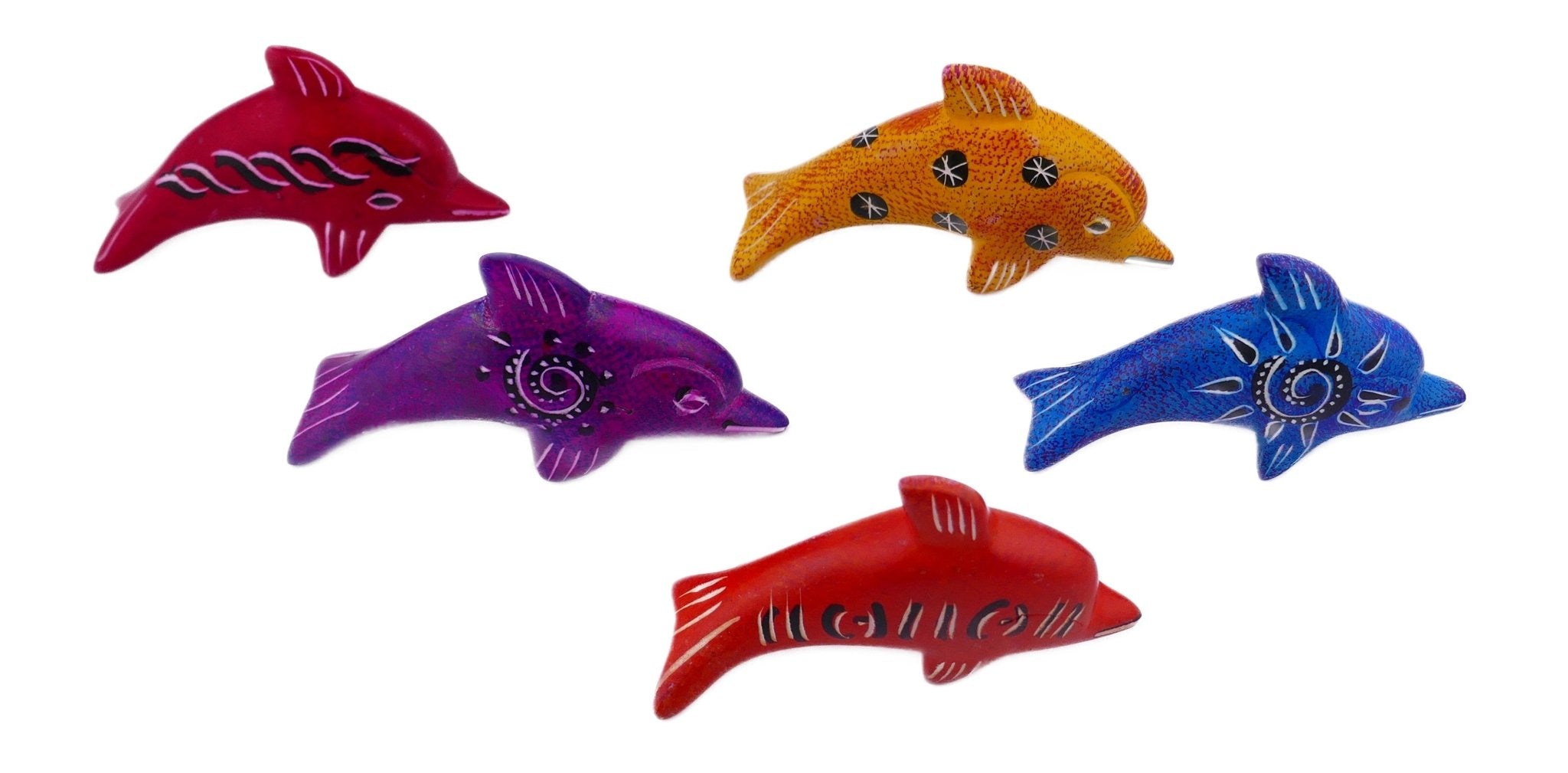 Dolphin colourful stone Sculpture // 9 cm handcrafted // + storycard - FriendlyTradingCo