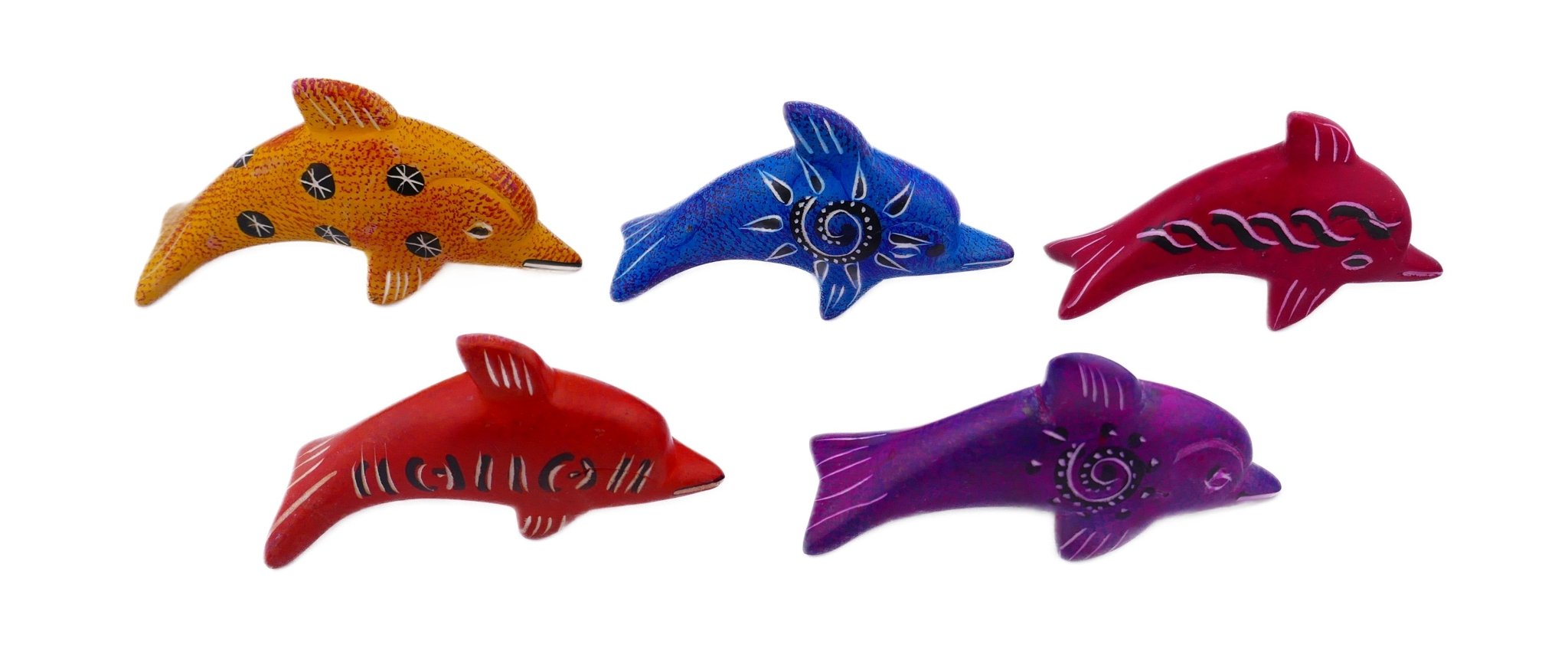 Dolphin colourful stone Sculpture // 9 cm handcrafted // + storycard - FriendlyTradingCo