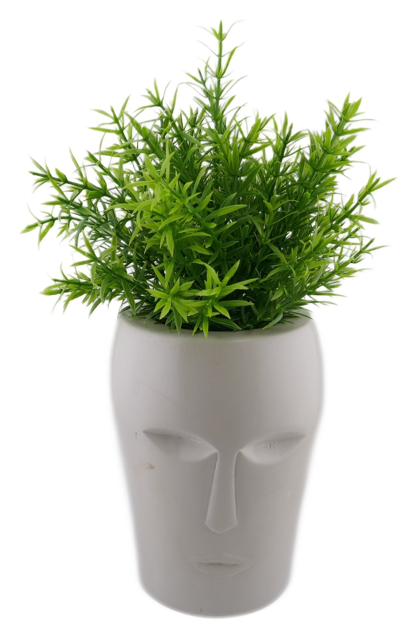 Face Design Stone Vase hand made 15cm 1.2kg with Storycard - FriendlyTradingCo