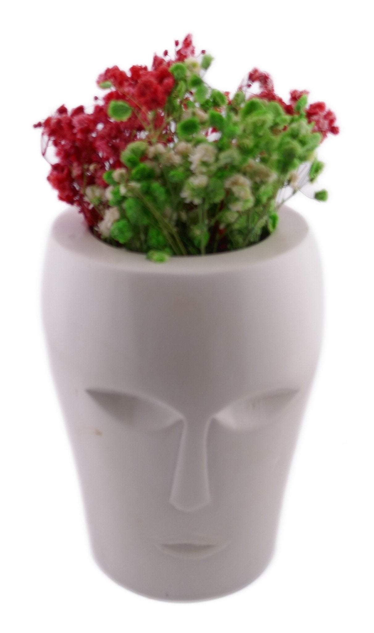 Face Design Stone Vase hand made 15cm 1.2kg with Storycard - FriendlyTradingCo