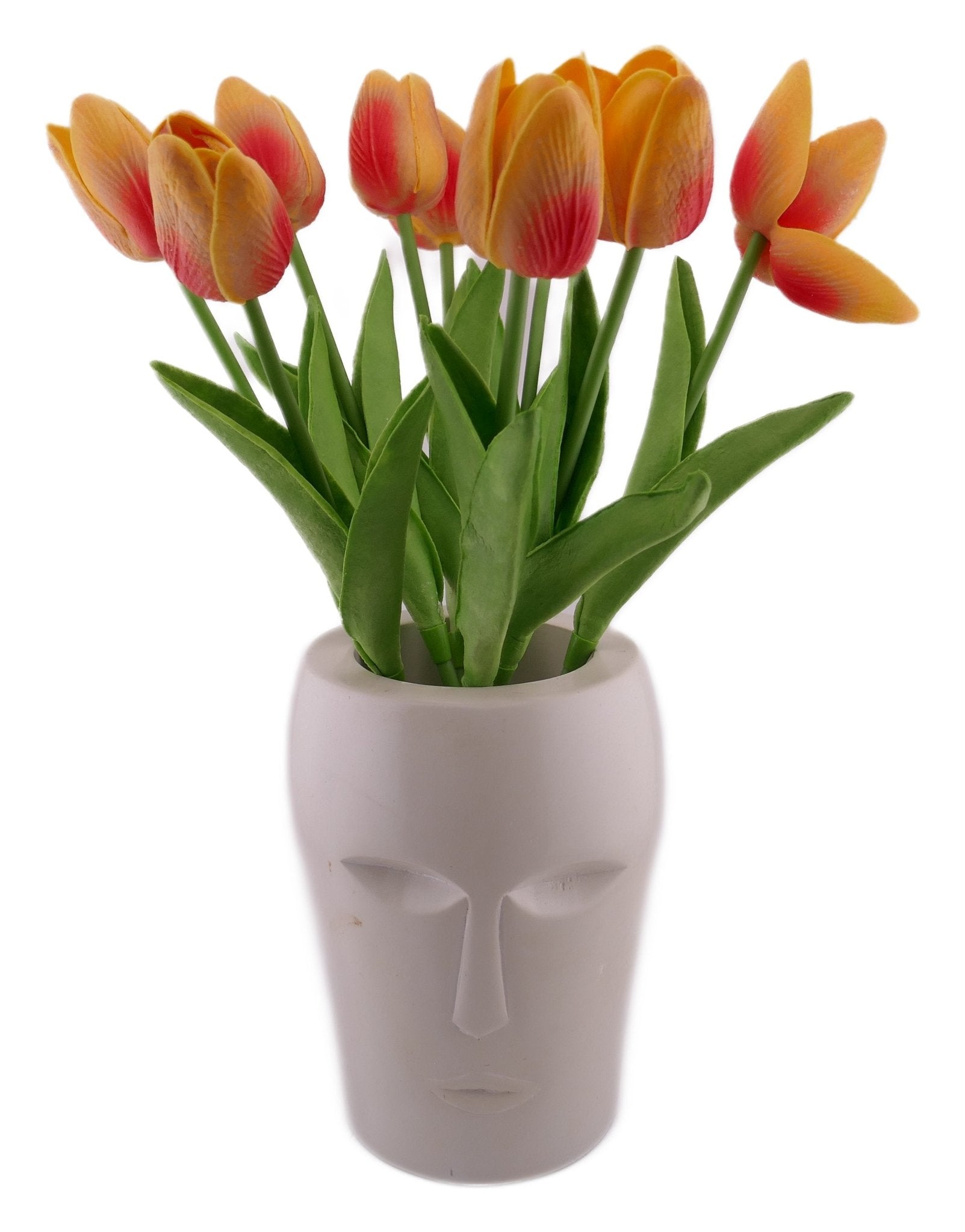 Face Design Stone Vase hand made 15cm 1.2kg with Storycard - FriendlyTradingCo