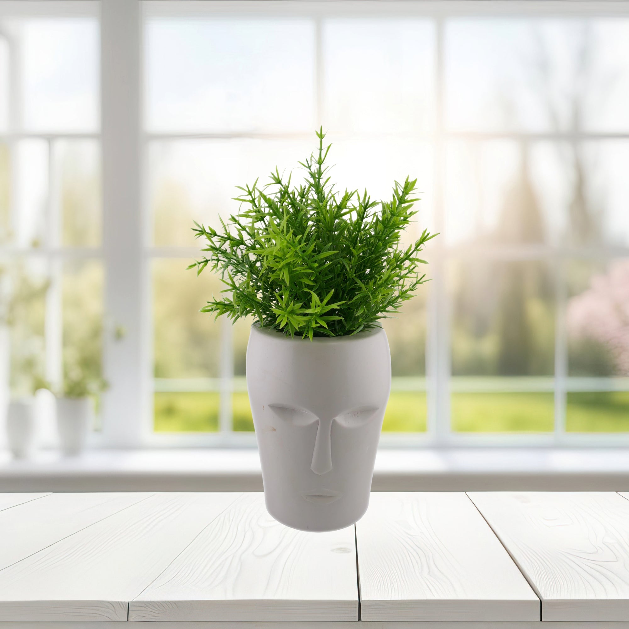 Face Design Stone Vase hand made 15cm 1.2kg with Storycard - FriendlyTradingCo