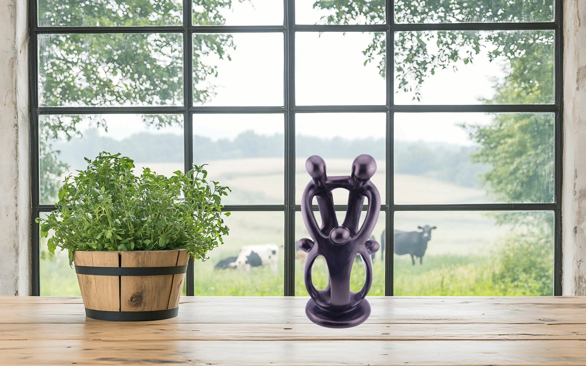 Family Stone Sculpture 10cm - Family of 3,4,5 Handcrafted African Art with Storycard - FriendlyTradingCo