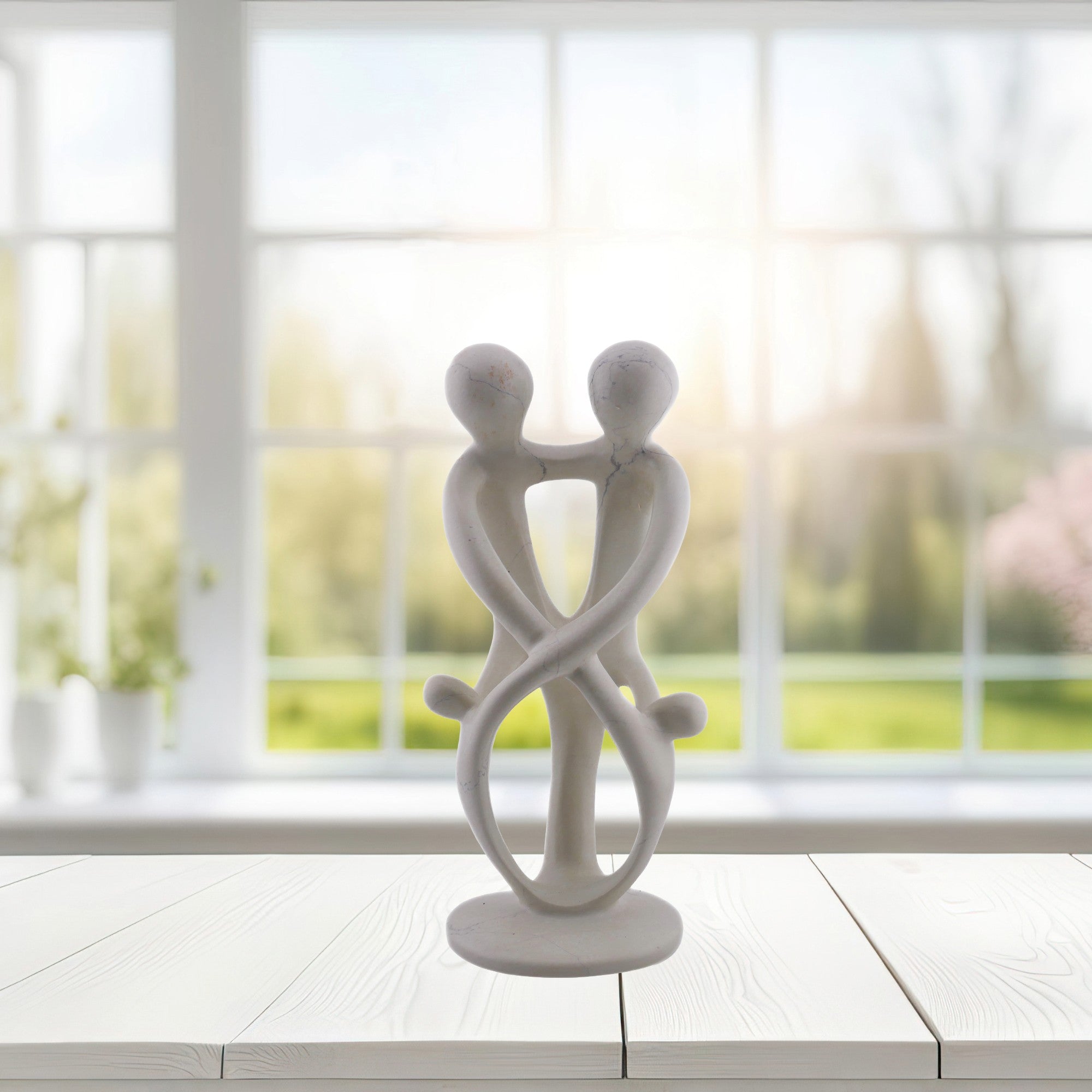 Family Stone Sculpture 20cm - Family of 3,4,5 and 6 Handcrafted African Art with Storycard - FriendlyTradingCo