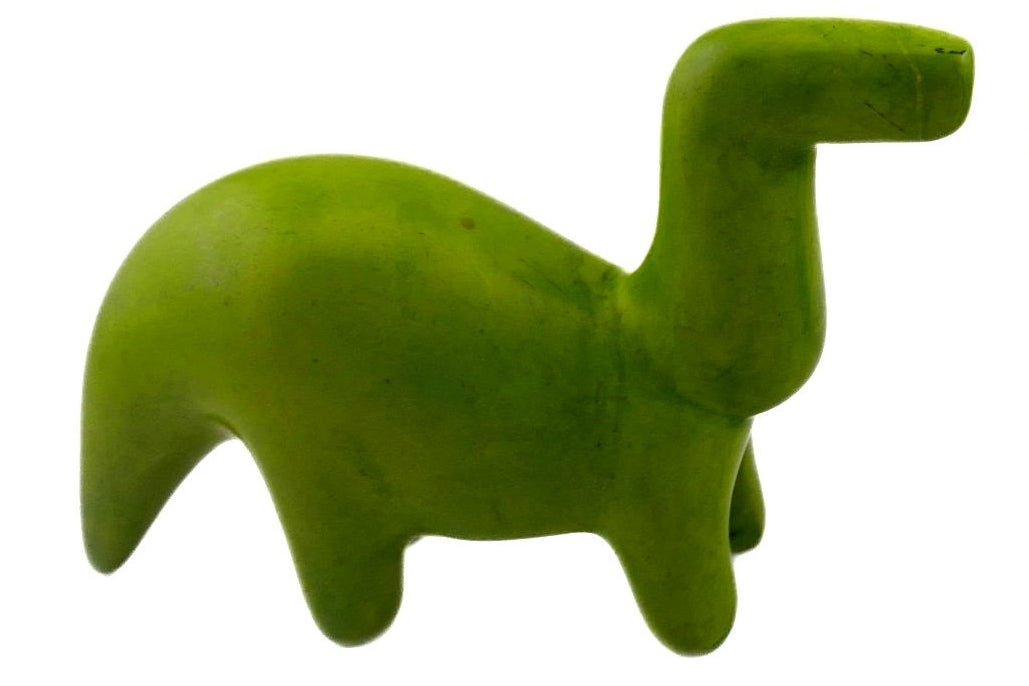 Friendly Green Dinosaur // Stone Age Sculpture // 10 x 7cm // Natural Stone Design + Storycard - FriendlyTradingCo