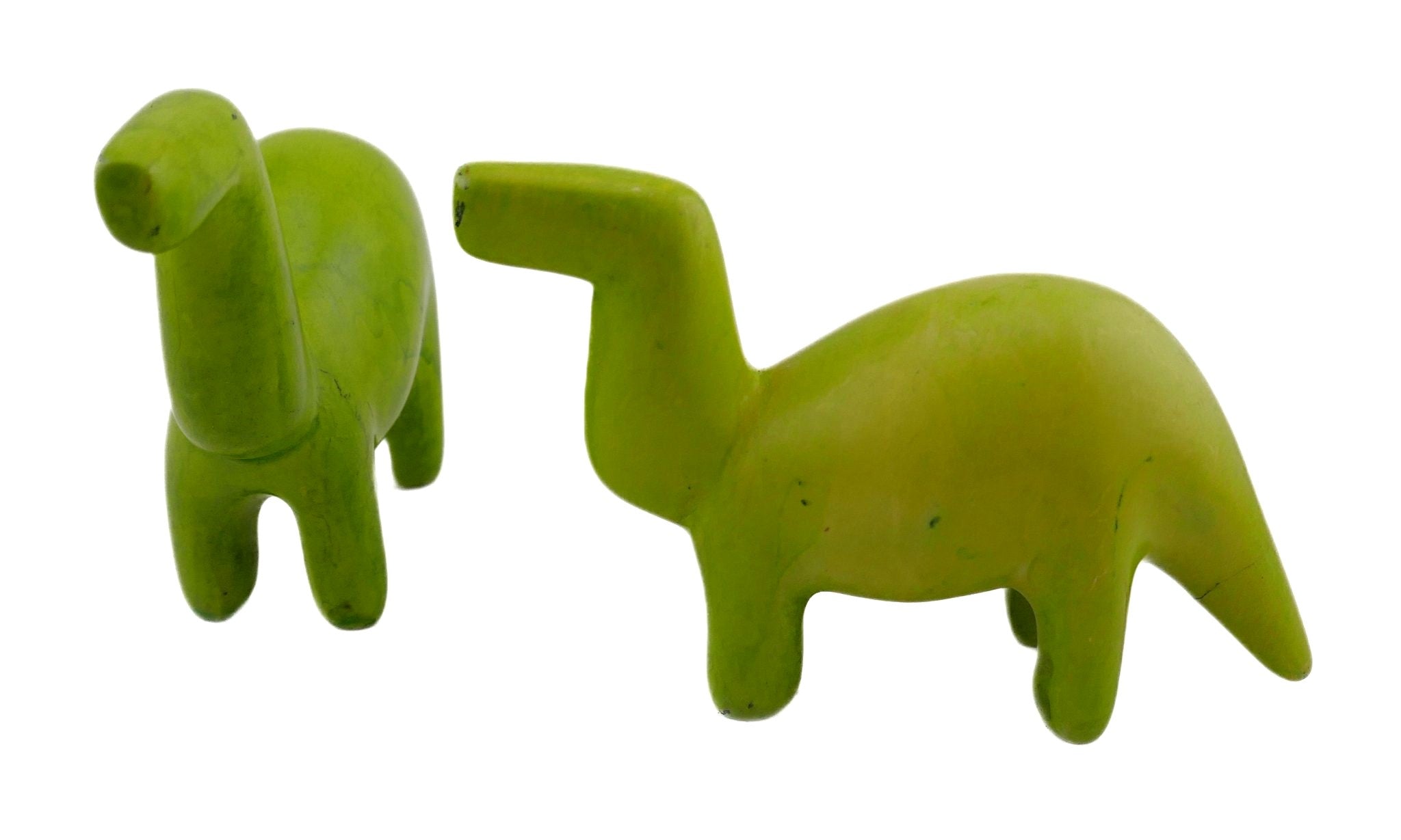 Friendly Green Dinosaur // Stone Age Sculpture // 10 x 7cm // Natural Stone Design + Storycard - FriendlyTradingCo