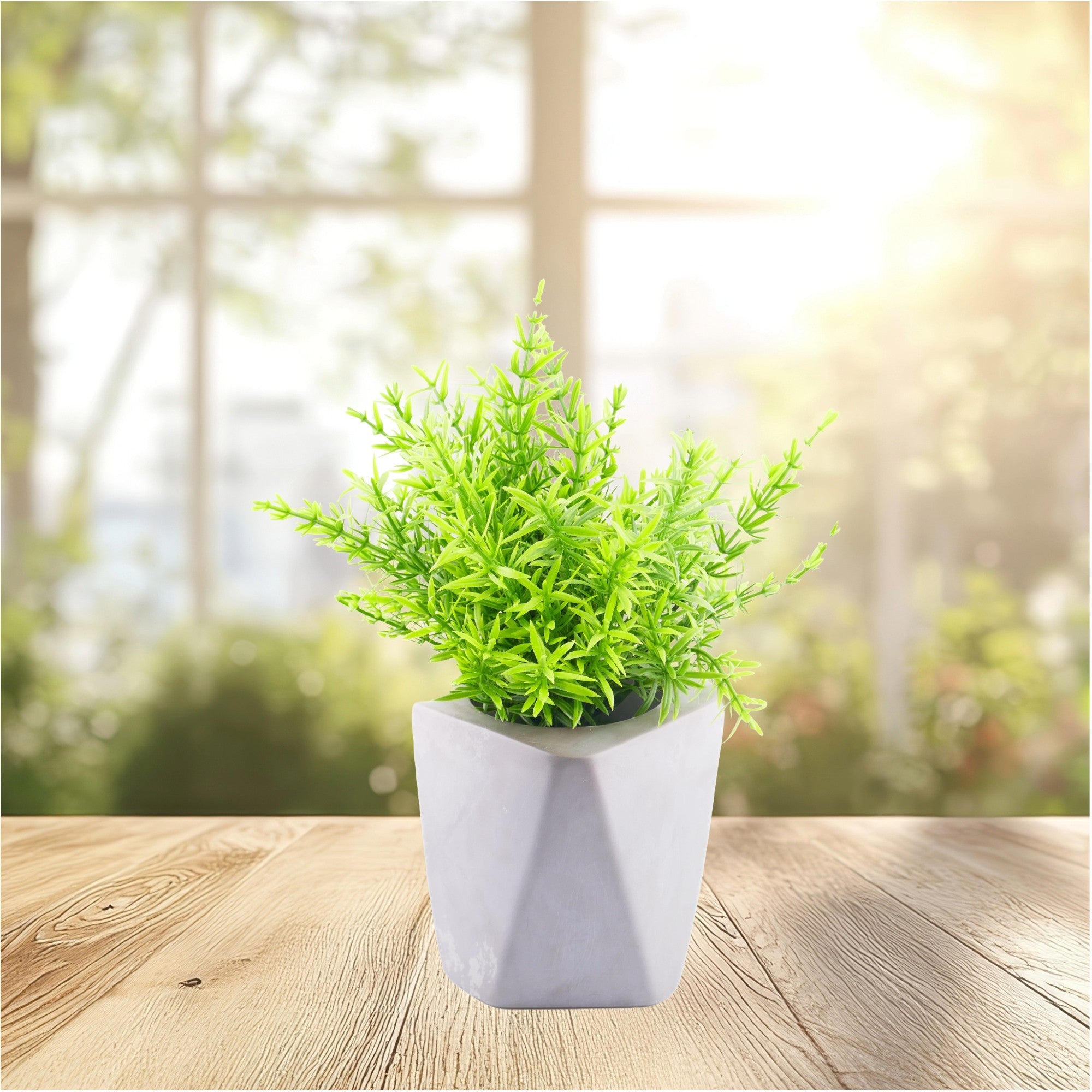 Geometric Stone Planter Plant Pot hand made 10cm with Storycard - FriendlyTradingCo