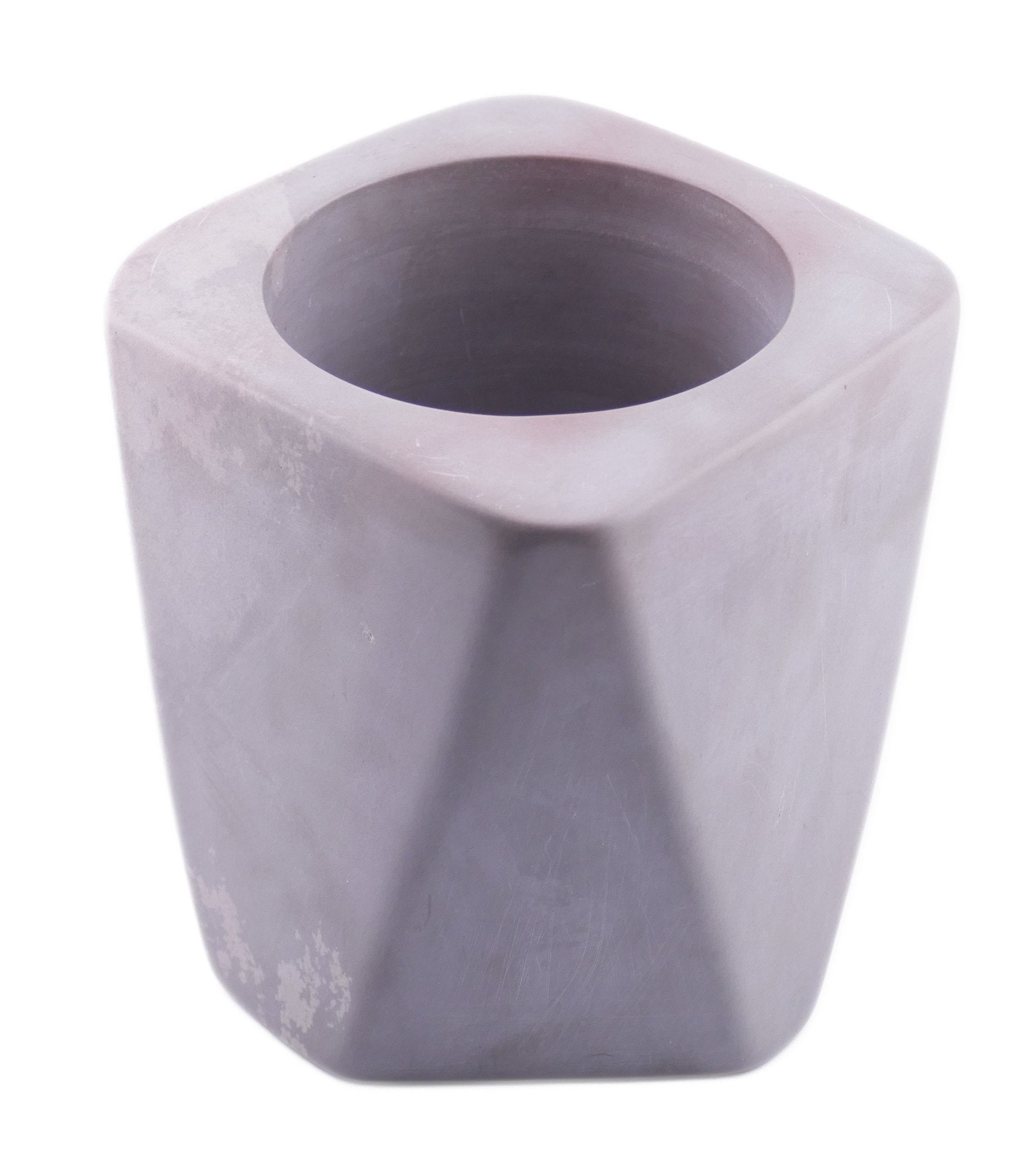 Geometric Stone Tealight Lamp hand made 10cm heavy 1.2 kg Cream or Grey with Storycard - FriendlyTradingCo