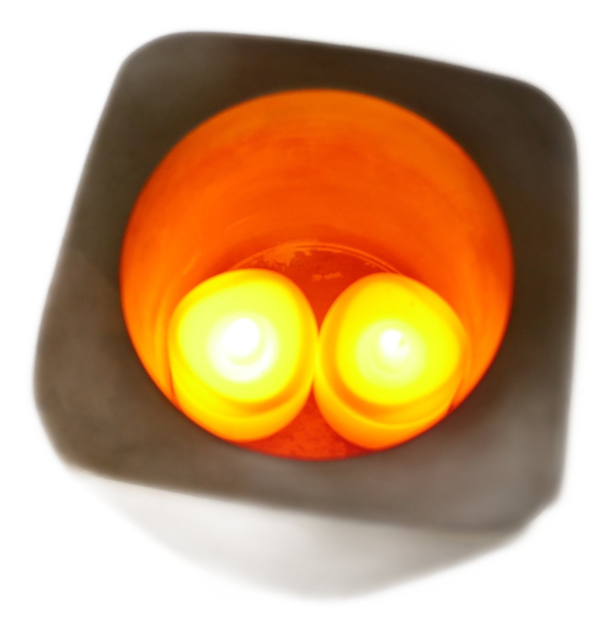 Geometric Stone Tealight Lamp hand made 10cm heavy 1.2 kg Cream or Grey with Storycard - FriendlyTradingCo