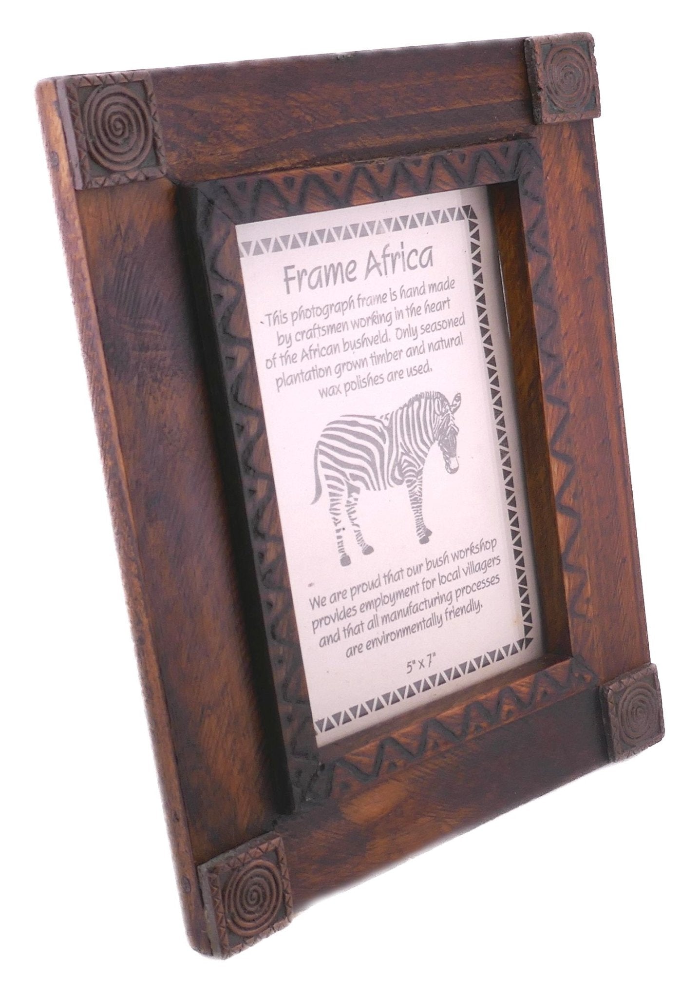 Hand made African Photo Frame // Handcrafted in seasoned wood // For picture size 12.5 x 18cm / 5 x 7 inches - FriendlyTradingCo
