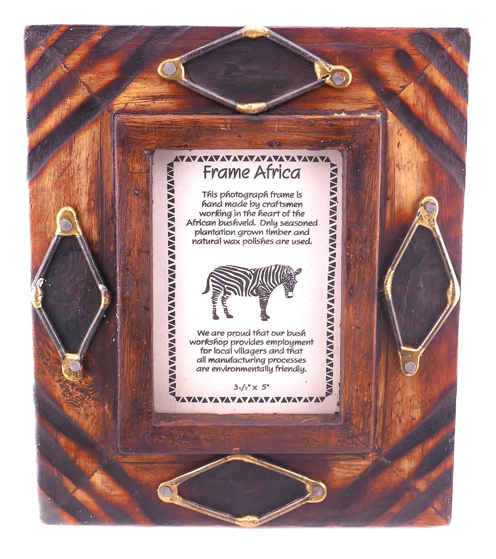 Hand made African Photo Frame // Handcrafted in seasoned wood // For picture size 9 x 13cm / 3.5 x 5 inches - FriendlyTradingCo
