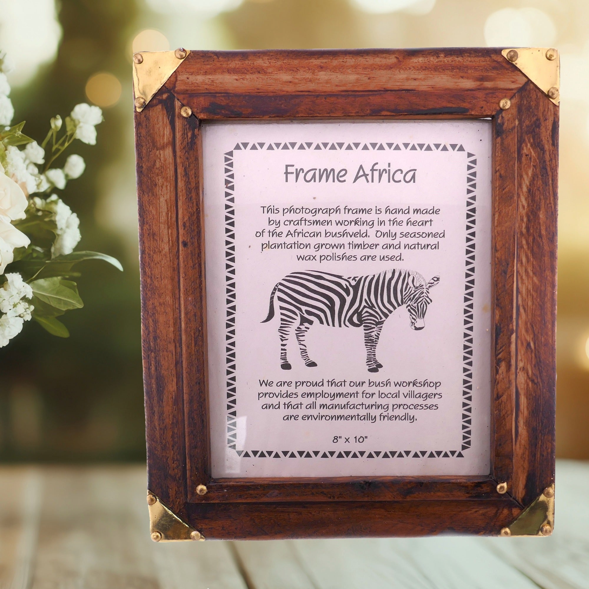 Hand made African Photo Frame - Large // Handcrafted in seasoned wood // For picture size 20 x 25cm / 8 x 10 inches - FriendlyTradingCo