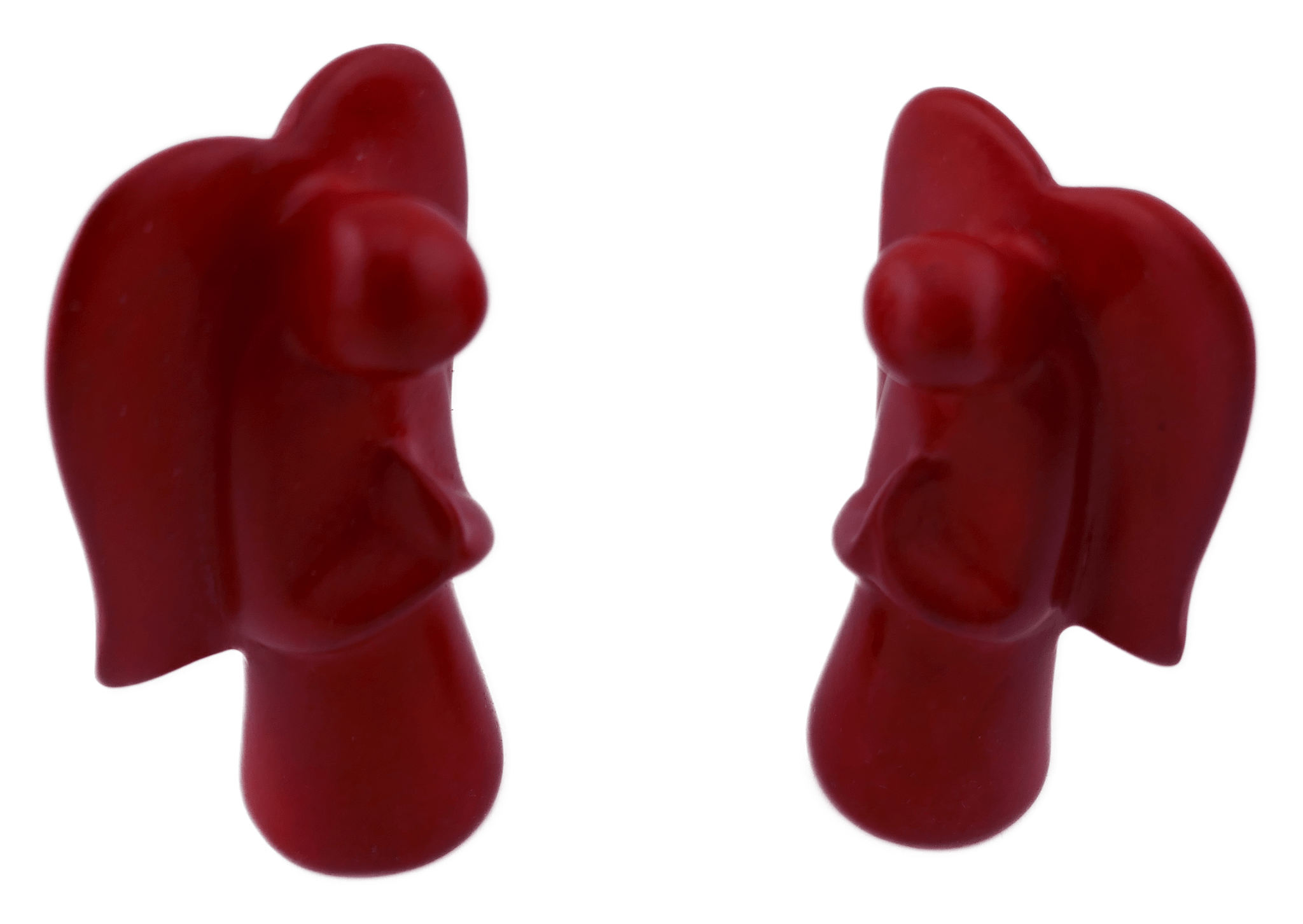 Hand‑Carved Red Stone Angels – Pair - FriendlyTradingCo