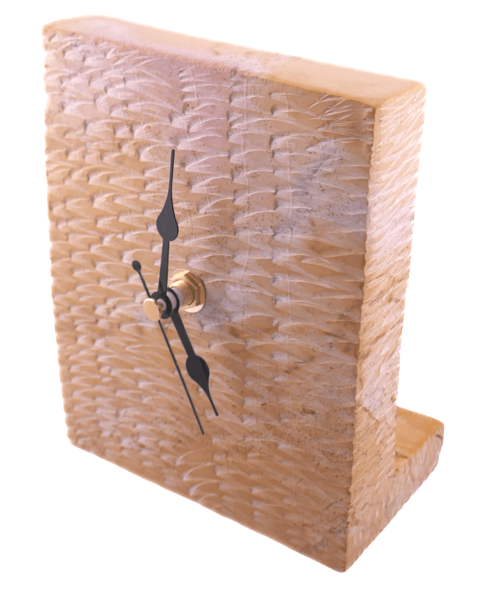 Hand‑Carved Soapstone Standing Clock – African Design, Natural Serrated Stone, Quartz Movement, 1.3 kg Freestanding Home Décor - FriendlyTradingCo
